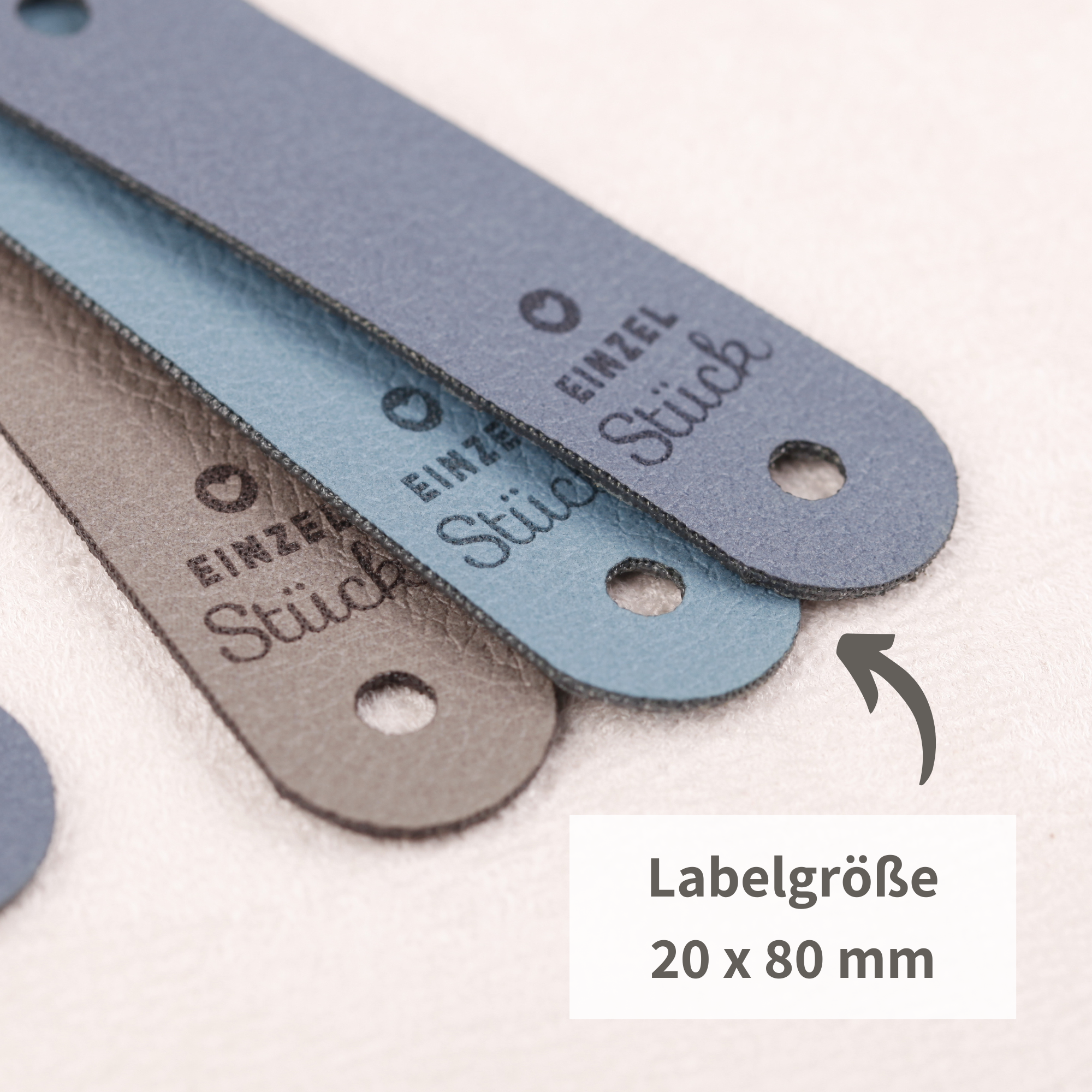 XXL-SET Label aus Kunstleder mit Schraube für Bobbiny Garn - blau (limitiert)