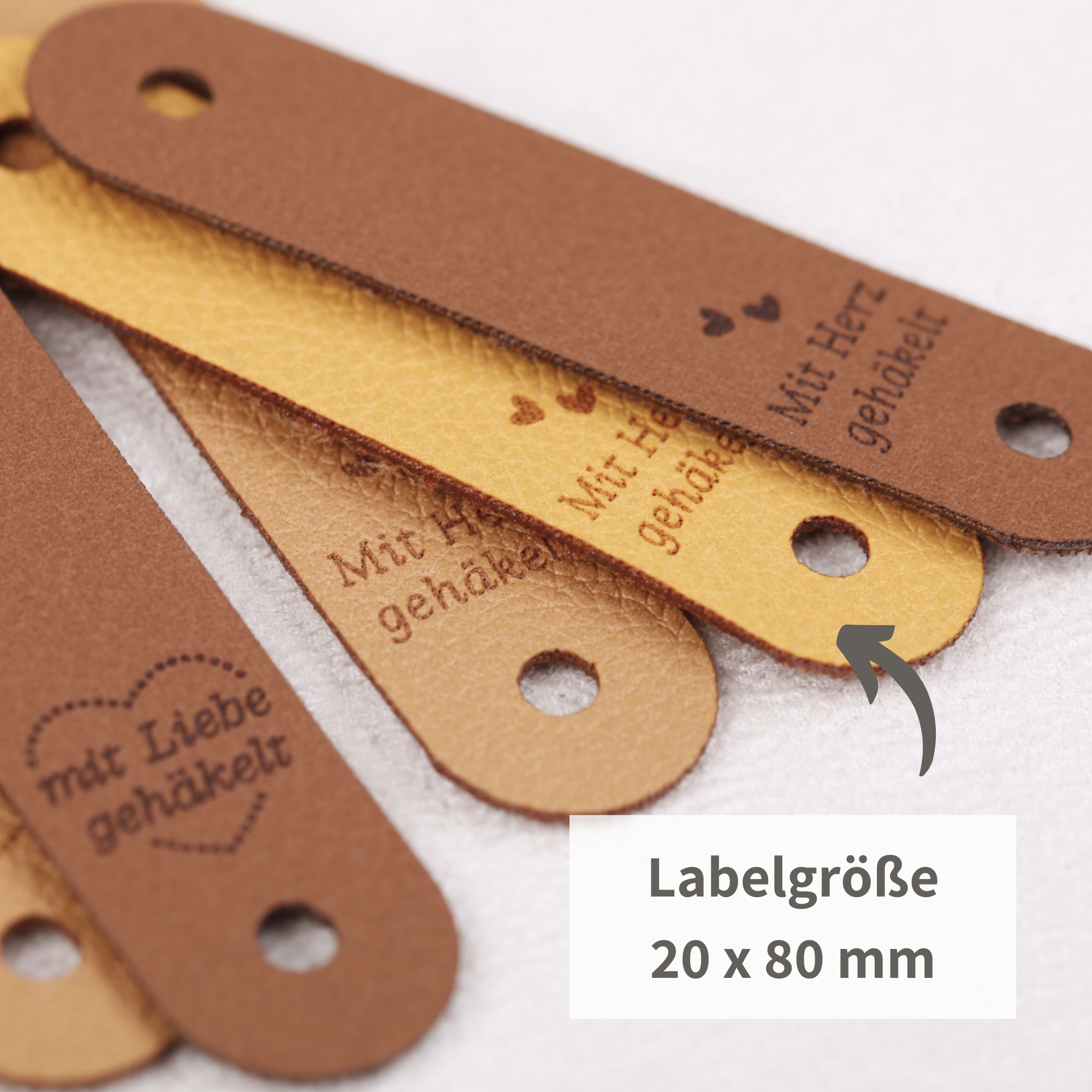 XXL-SET Handmade Label mit Schraube für Bobbiny Garn - braun (limitiert)