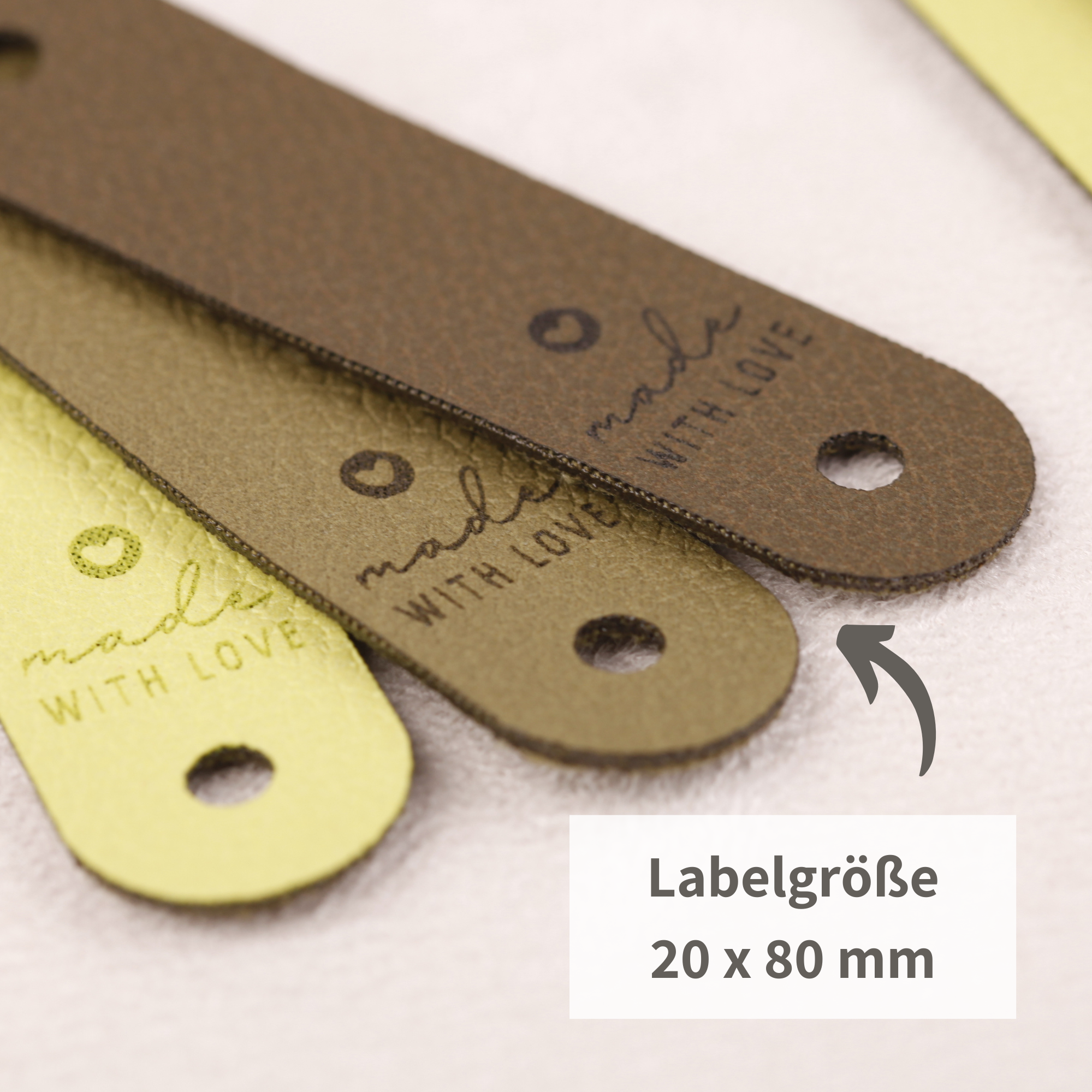 XXL-SET Lederlabel mit Schraube für Bobbiny Garn - grün (limitiert)
