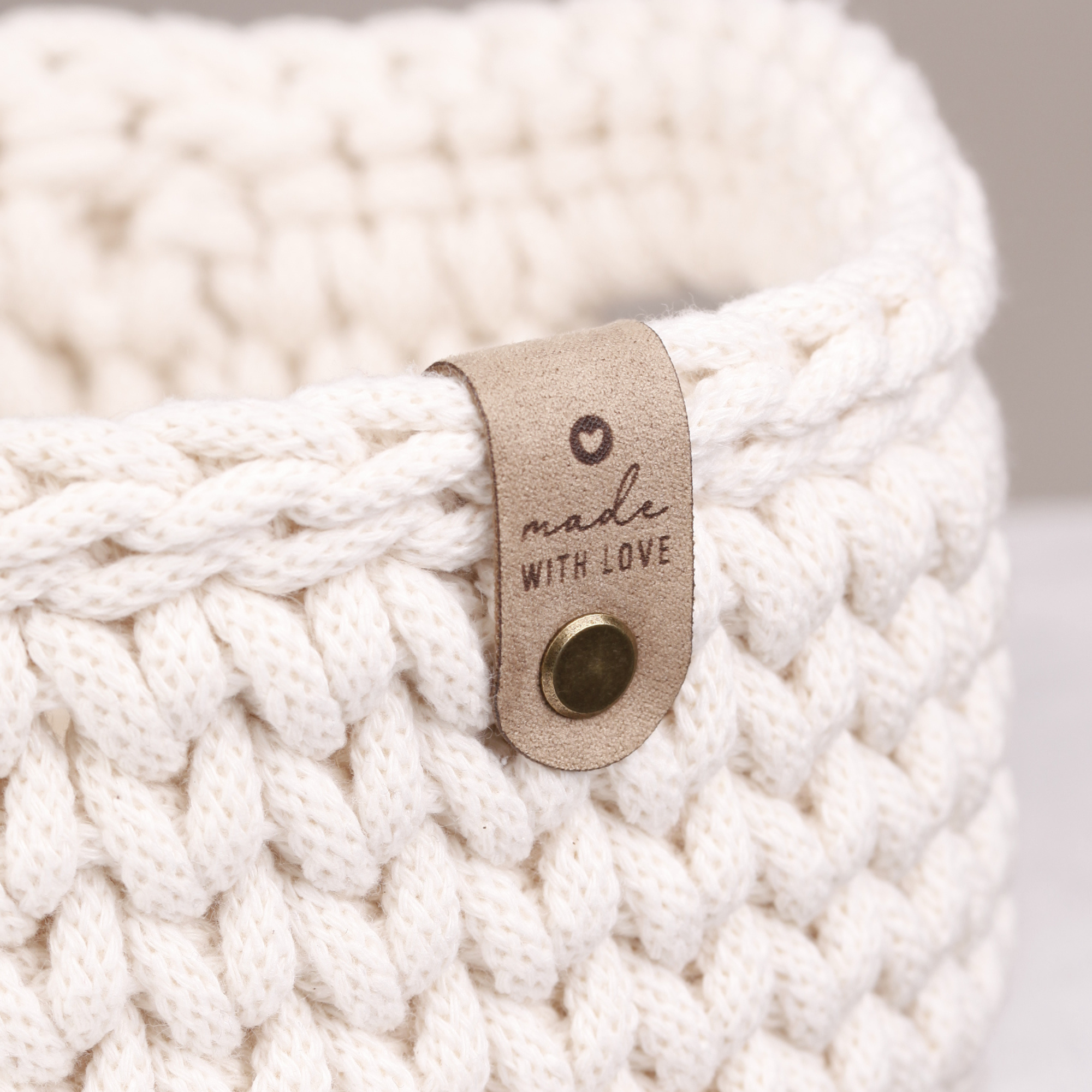 Handmade Label für Häkelkörbe "made with love"