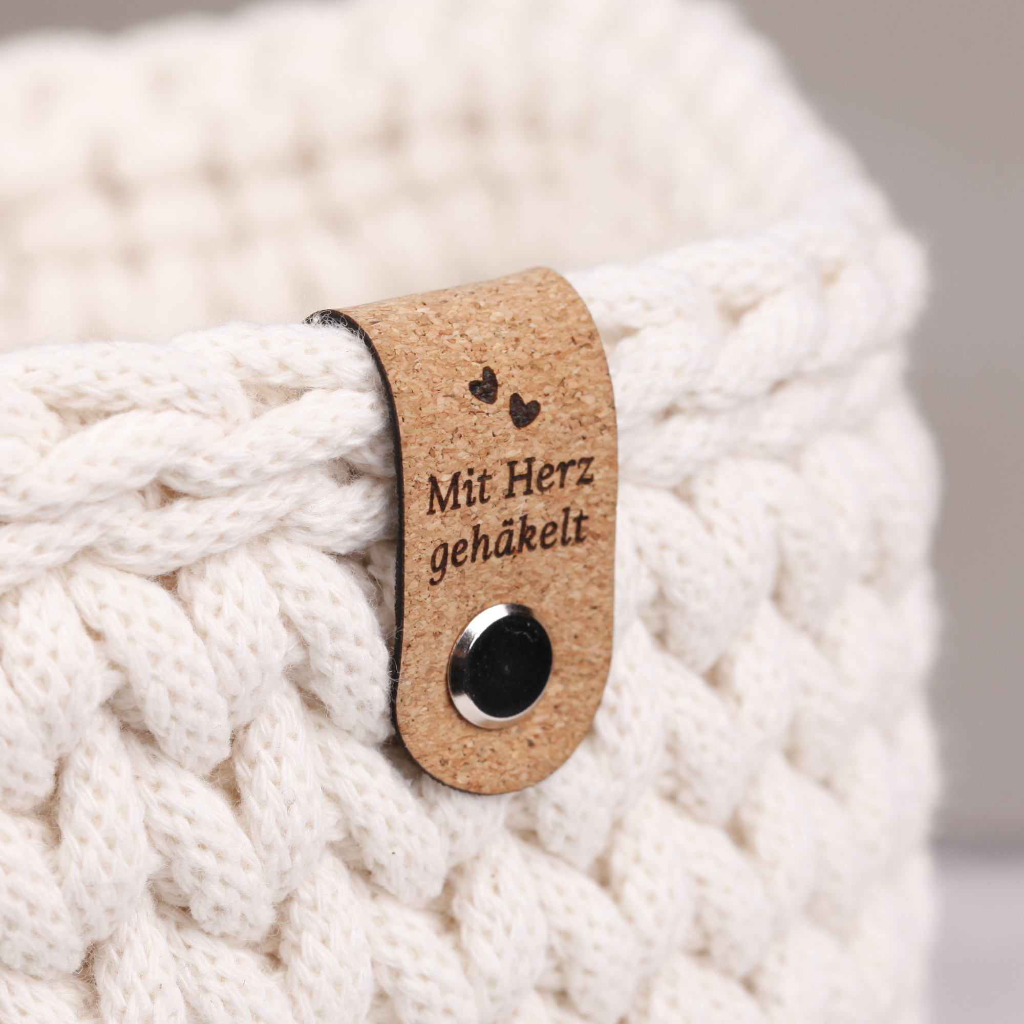 Lederlabel für Bobbiny Garn "mit Herz gehäkelt"