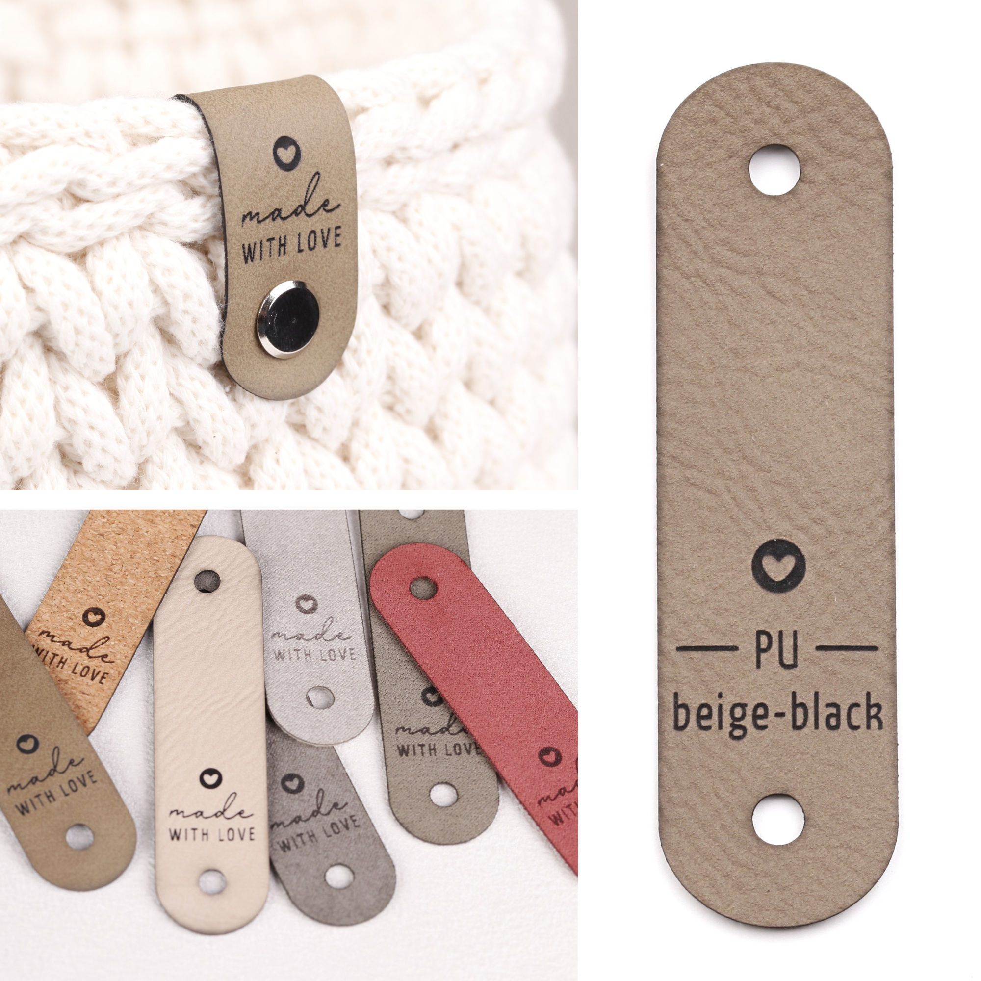 Handmade Label für Häkelkörbe "made with love"