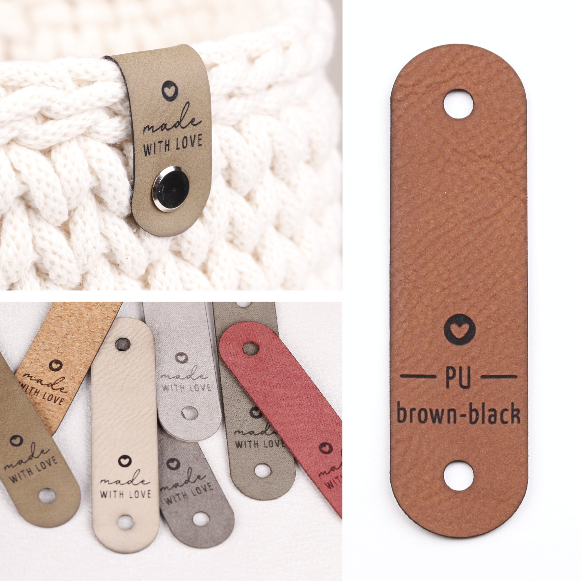 Handmade Label für Häkelkörbe "made with love"