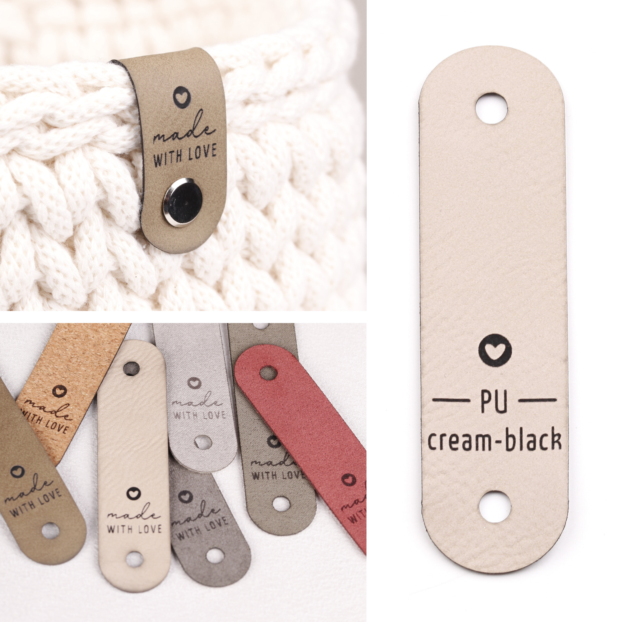 Handmade Label für Häkelkörbe "made with love"