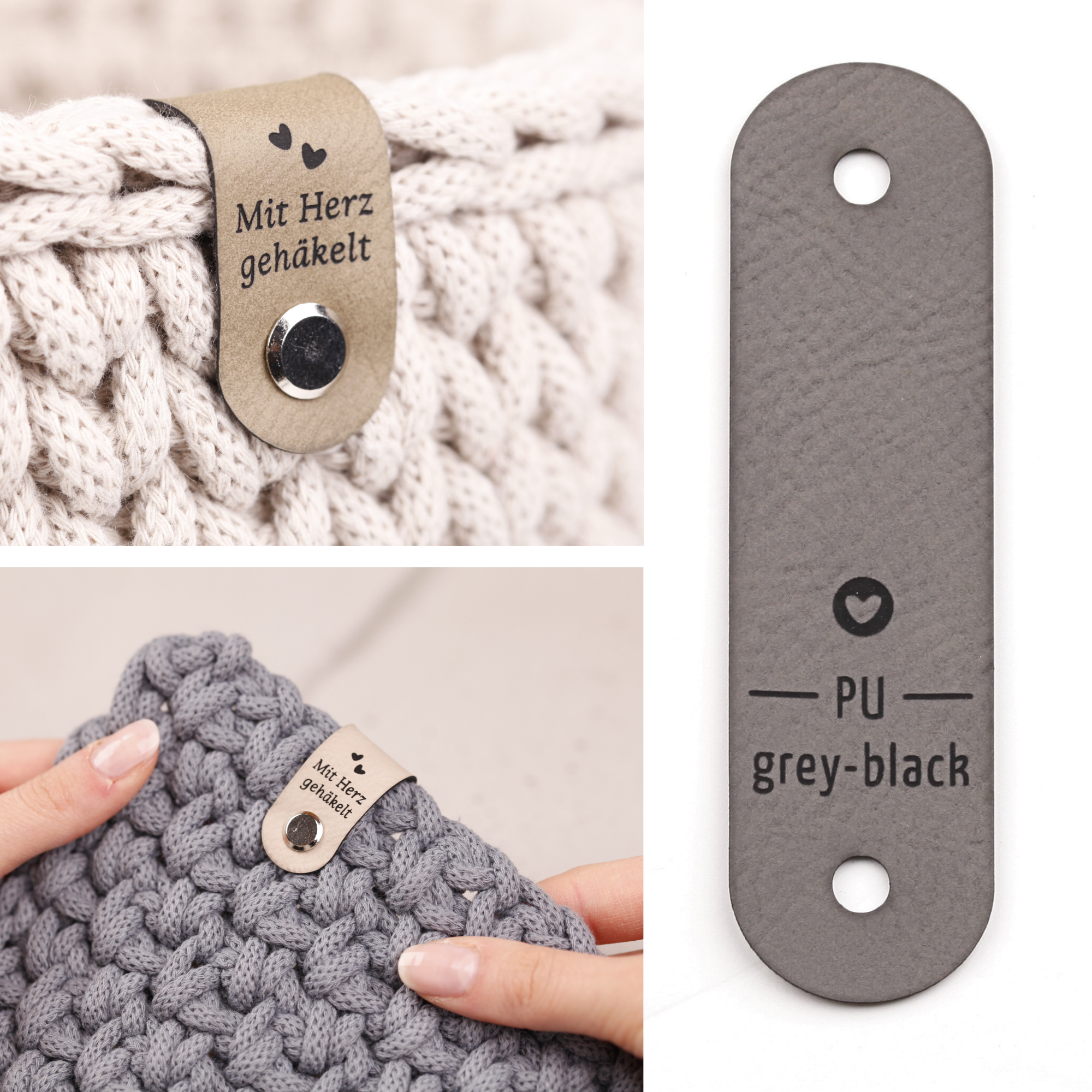 Lederlabel für Bobbiny Garn "mit Herz gehäkelt"