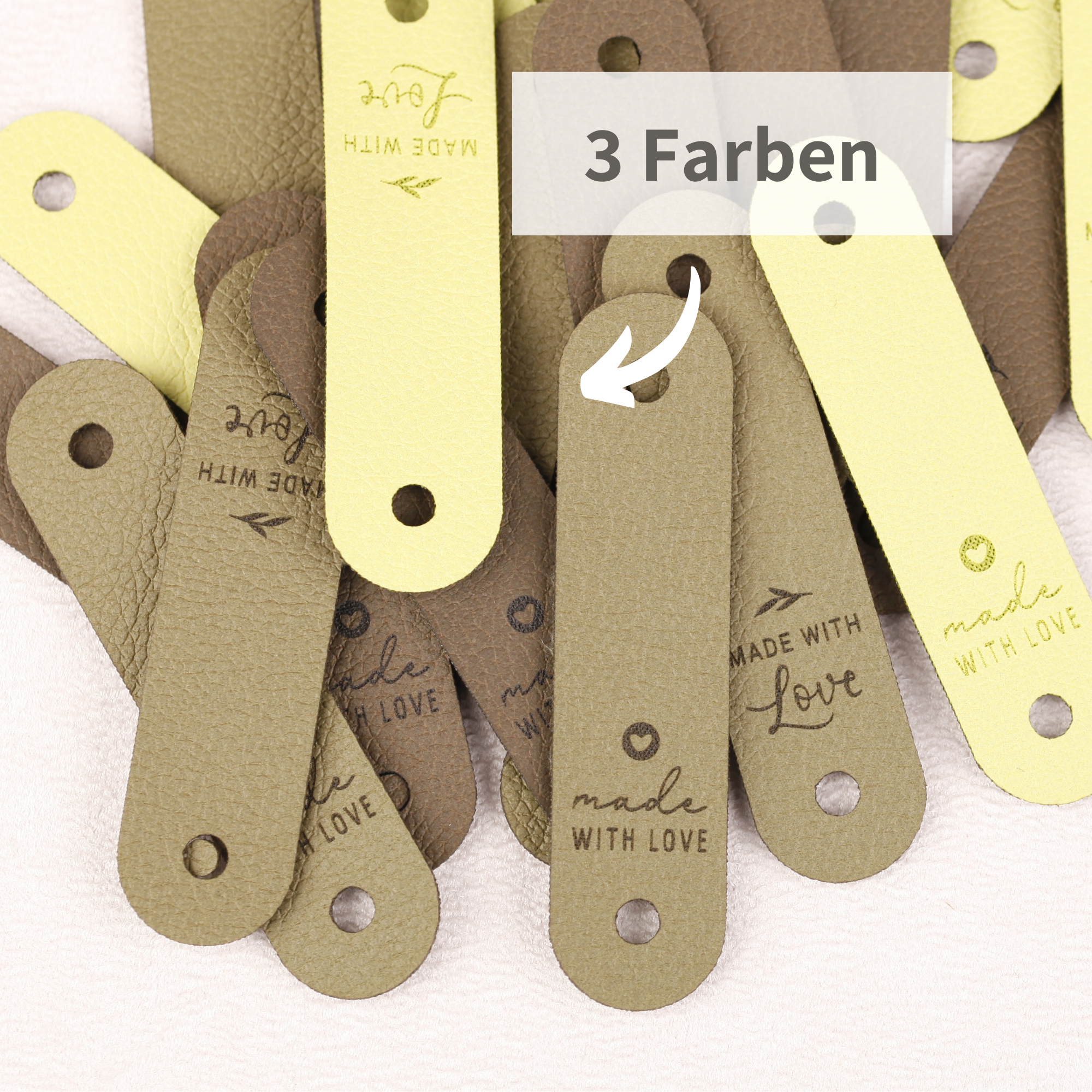 XXL-SET Lederlabel mit Schraube für Bobbiny Garn - grün (limitiert)