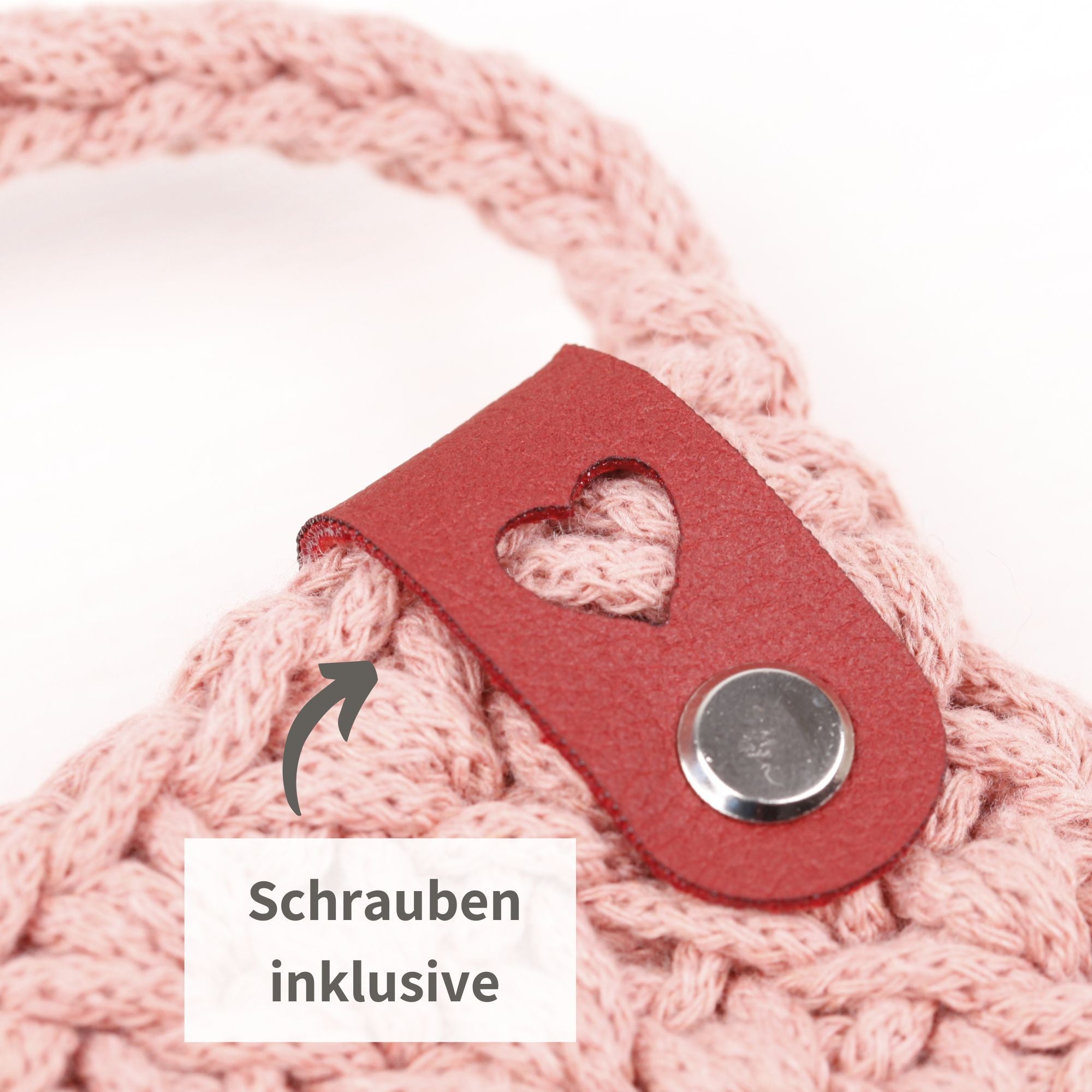 XXL-SET Lederlabel aus weichem Kunstleder mit Herz - braun & rot (limitiert)