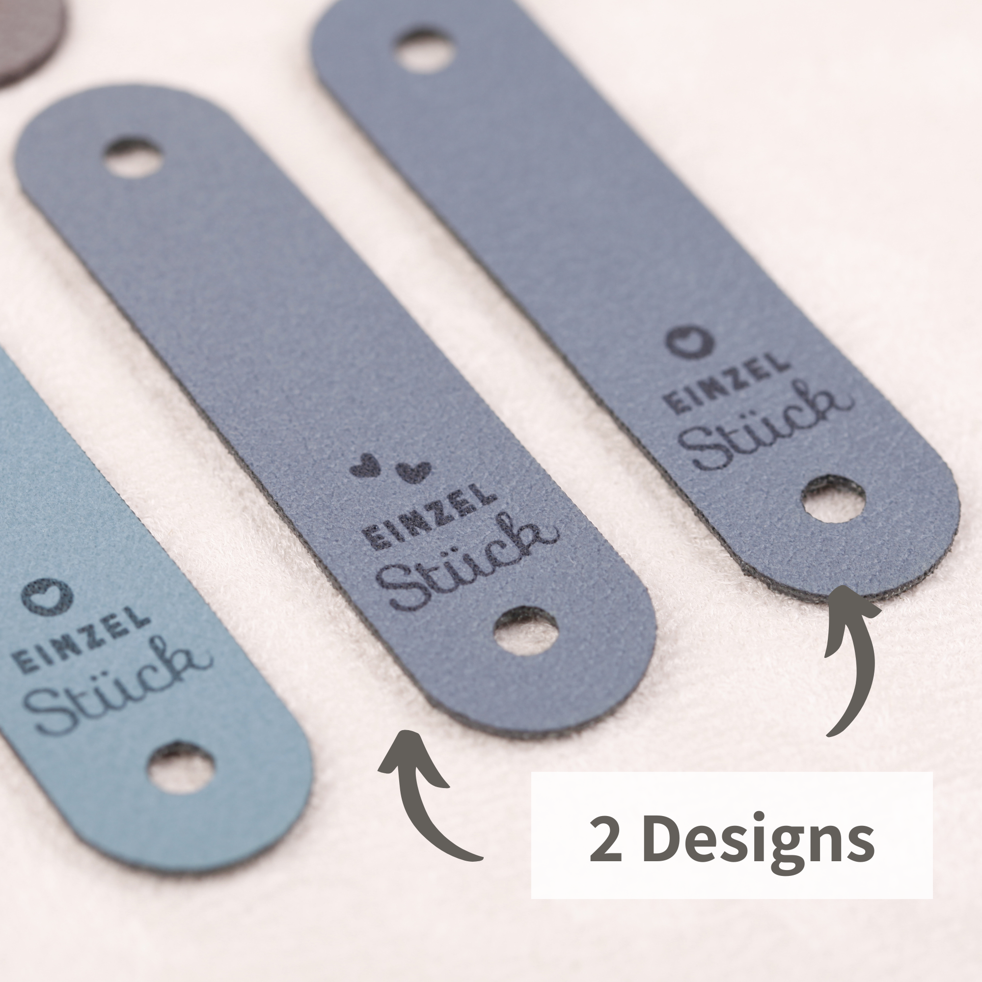 XXL-SET Label aus Kunstleder mit Schraube für Bobbiny Garn - blau (limitiert)