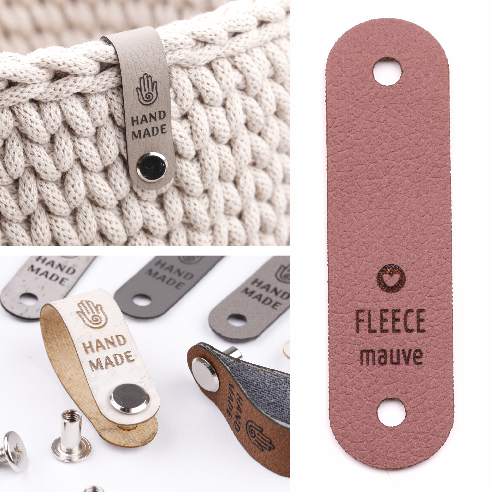 Schmales Knicklabel mit Schraube "handmade"