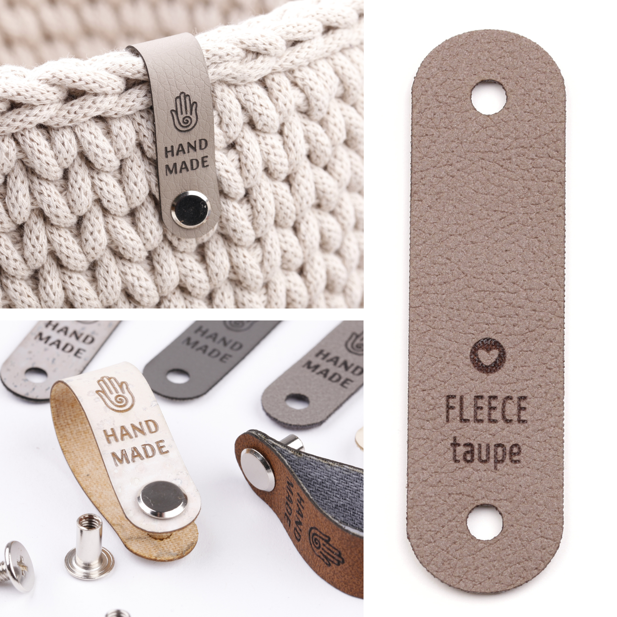 Schmales Knicklabel mit Schraube "handmade"
