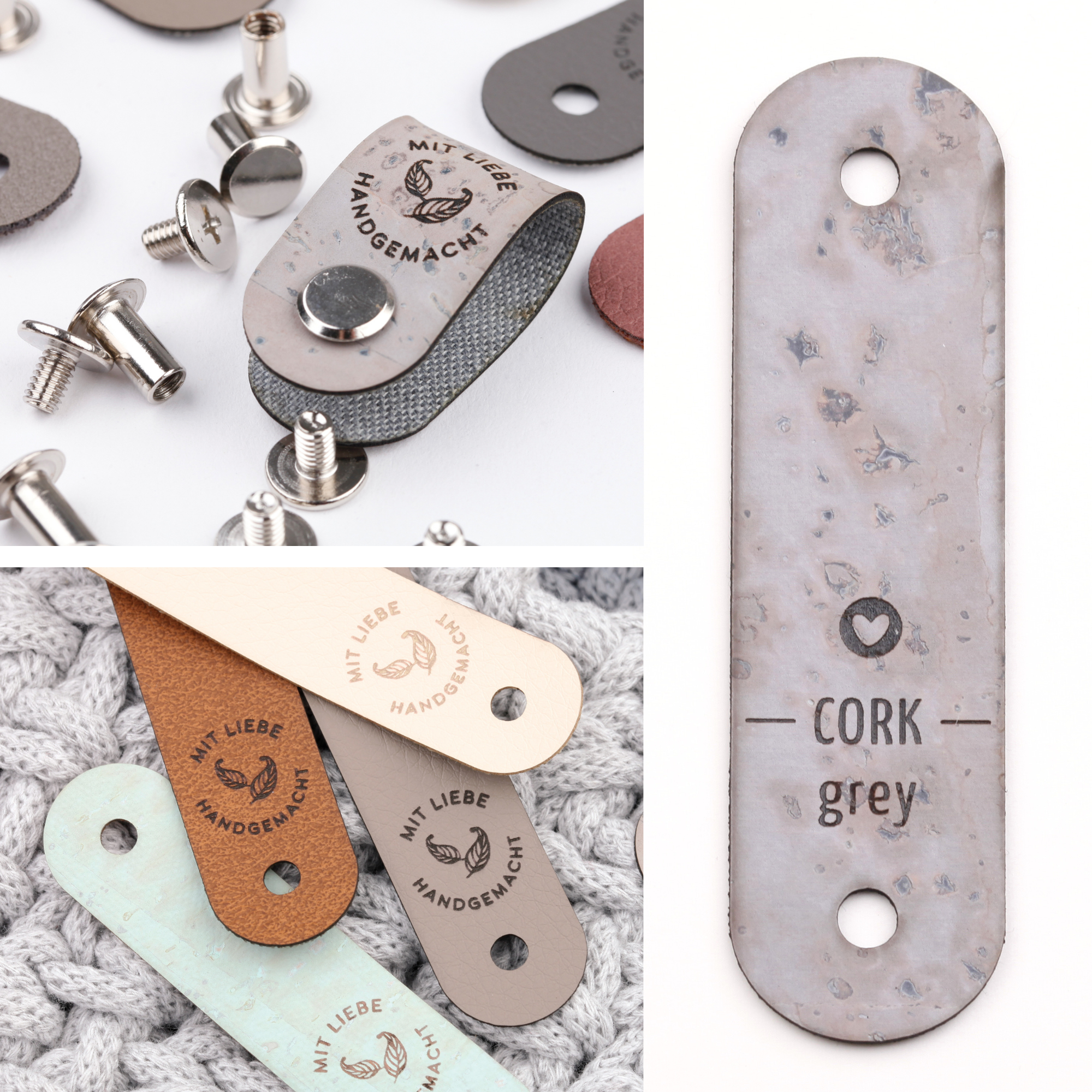 Kunstleder Label mit Schraube "Mit Liebe handgemacht"