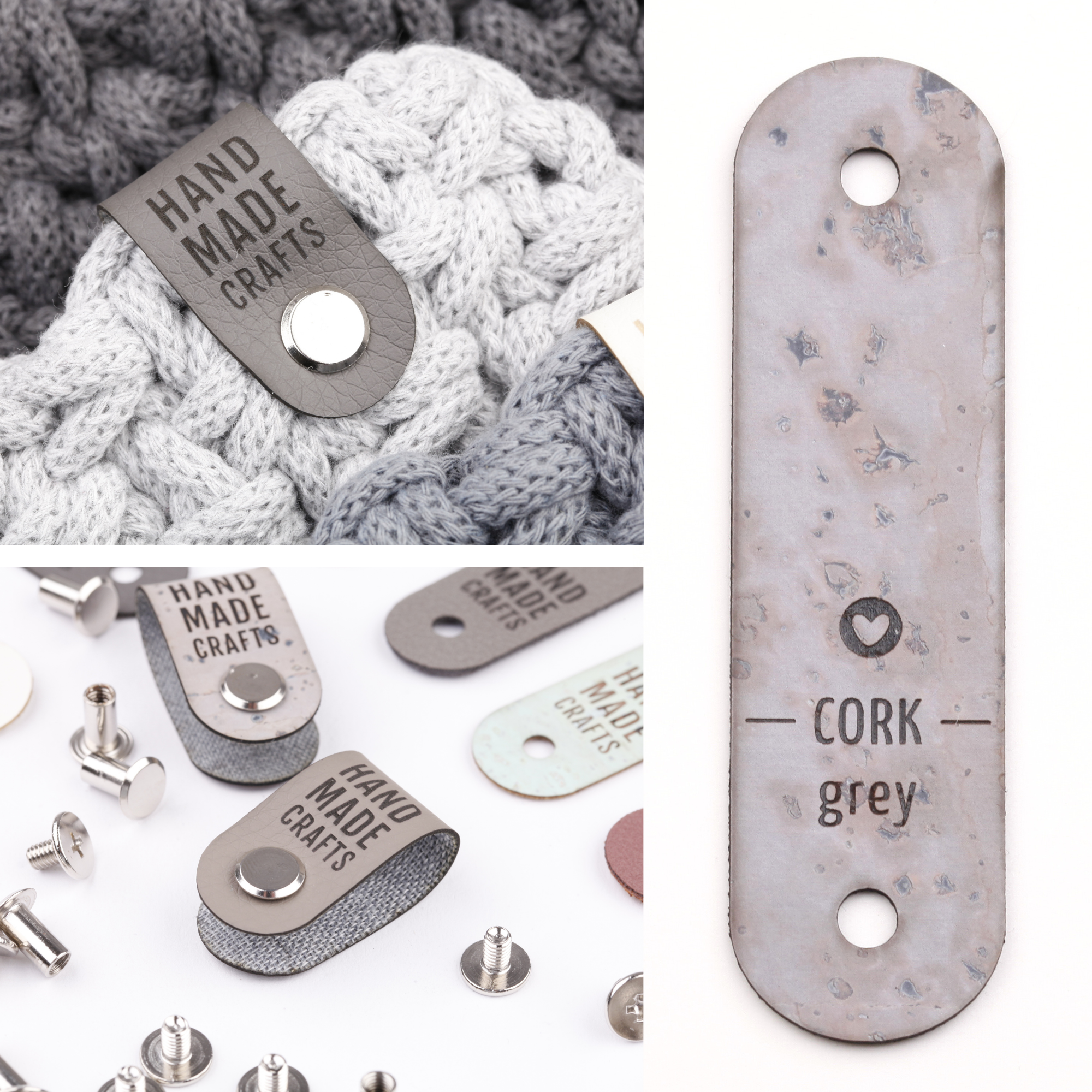 Kunstlederlabel mit Schraube "handmade crafts"