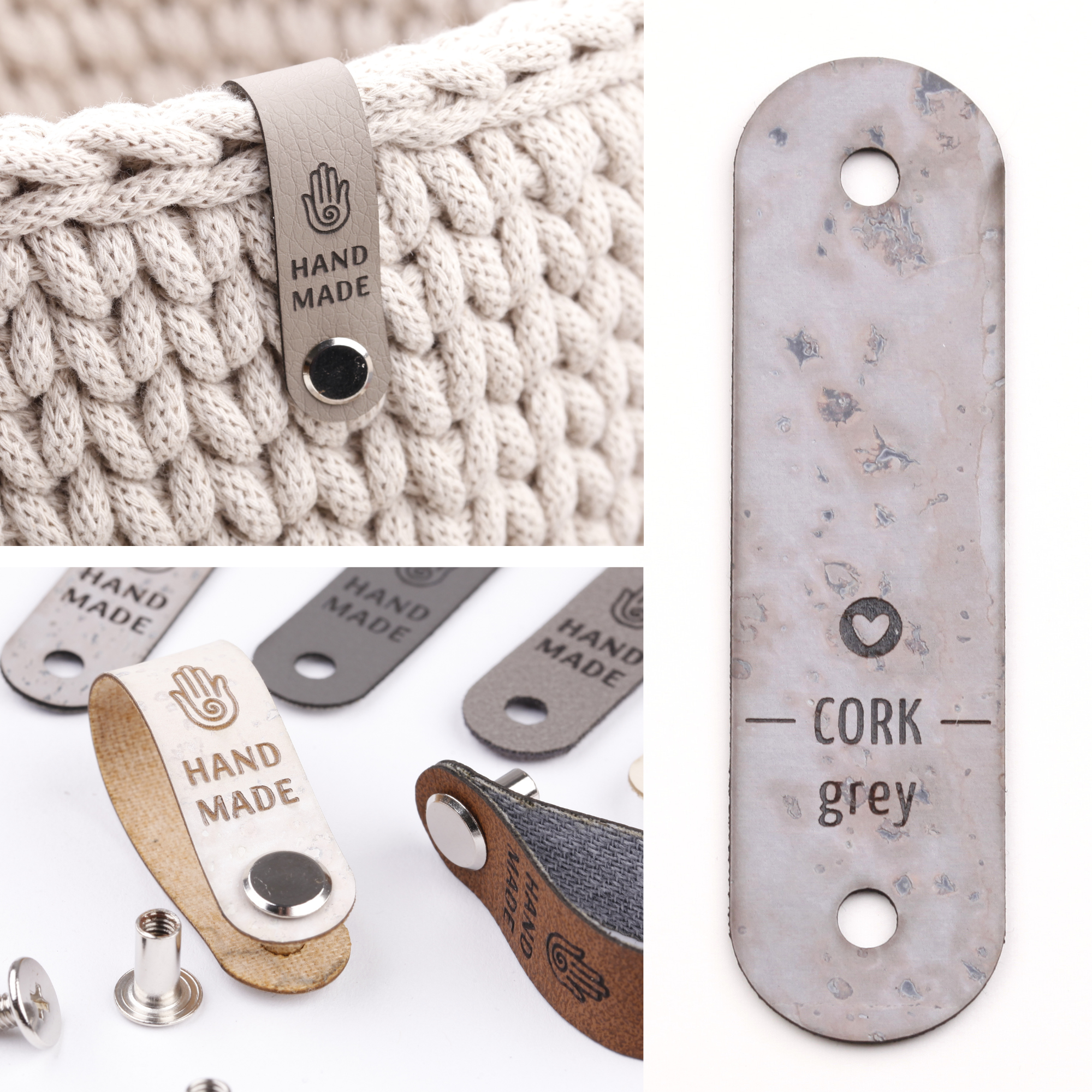 Schmales Knicklabel mit Schraube "handmade"