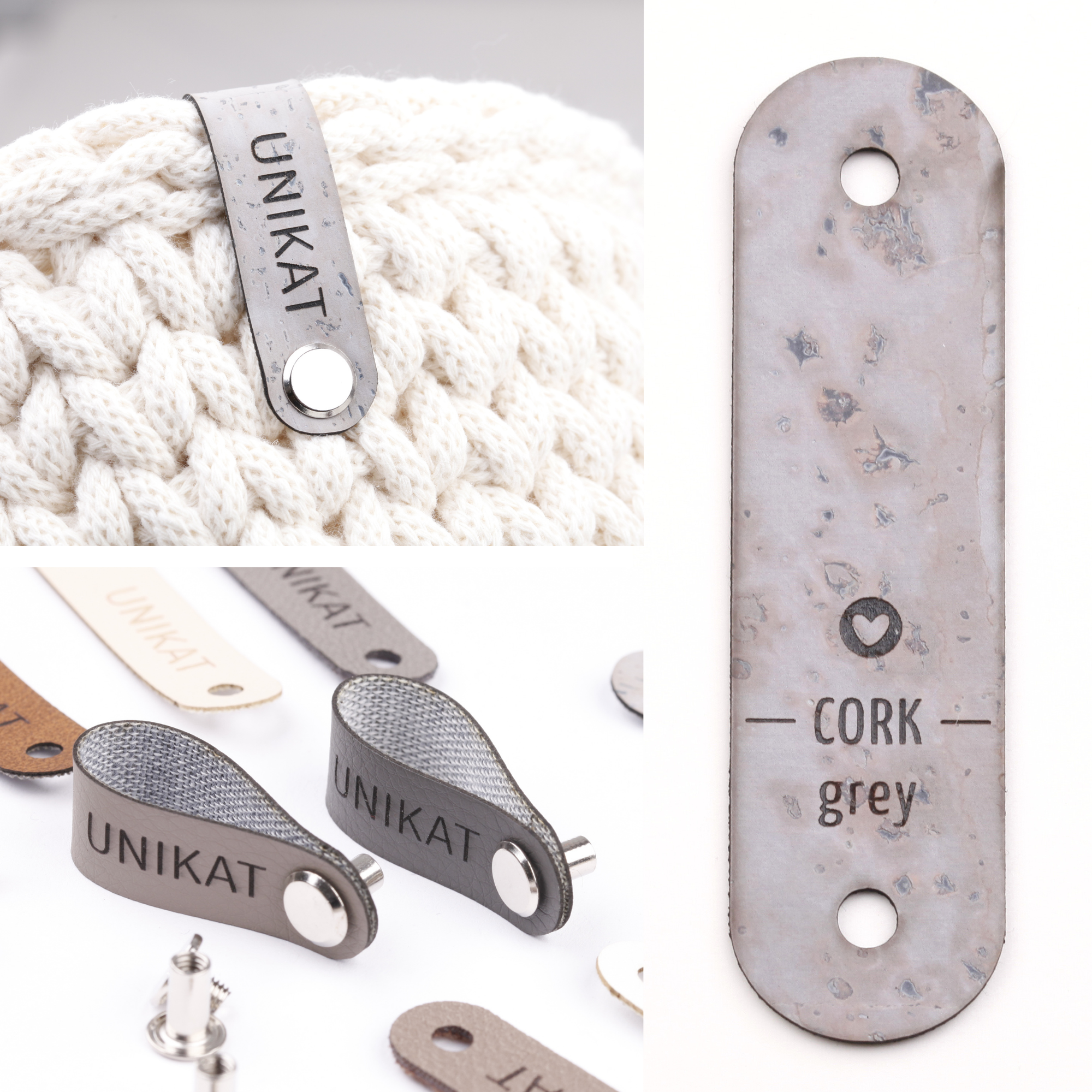 Schmales Label aus Kunstleder mit Schraube "Unikat"