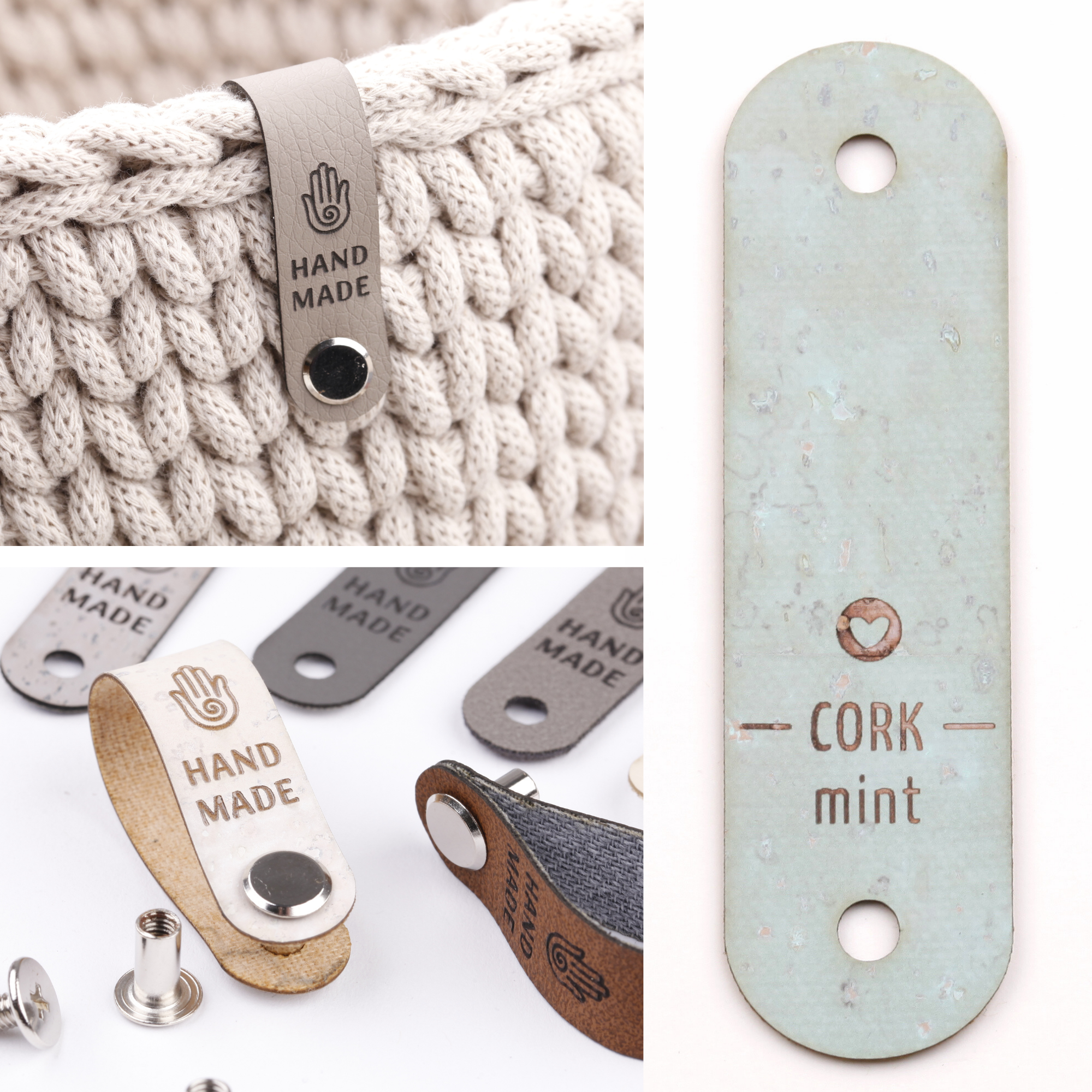 Schmales Knicklabel mit Schraube "handmade"