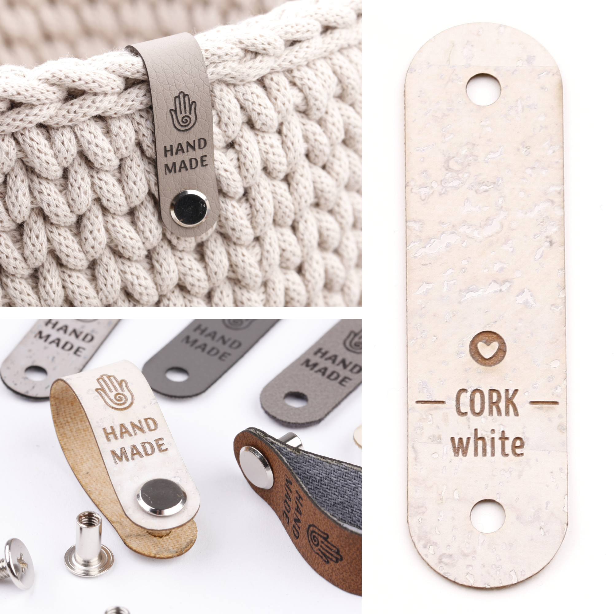 Schmales Knicklabel mit Schraube "handmade"