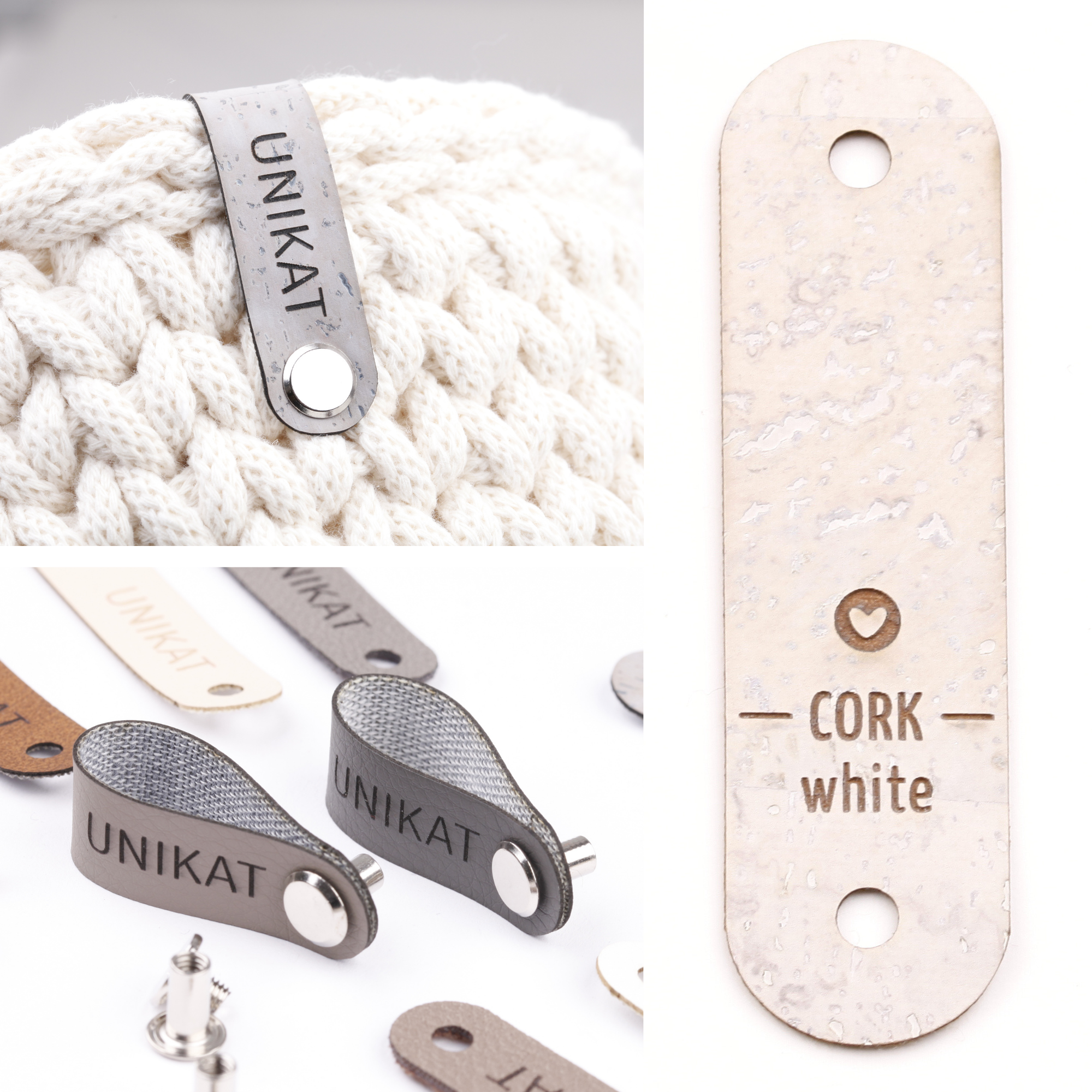 Schmales Label aus Kunstleder mit Schraube "Unikat"