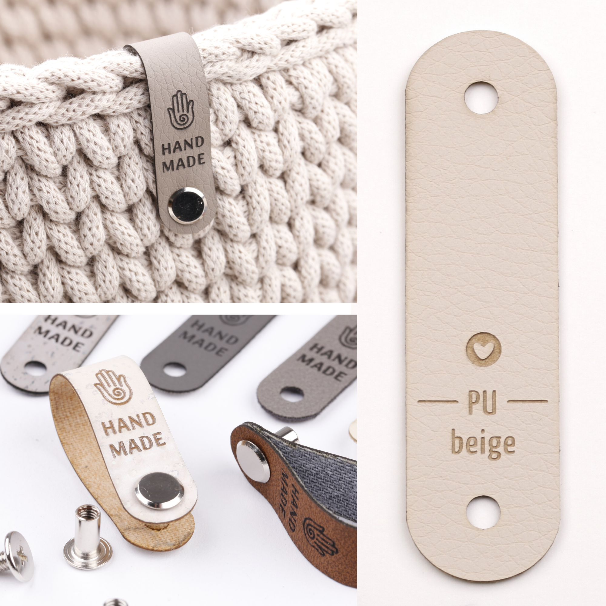 Schmales Knicklabel mit Schraube "handmade"