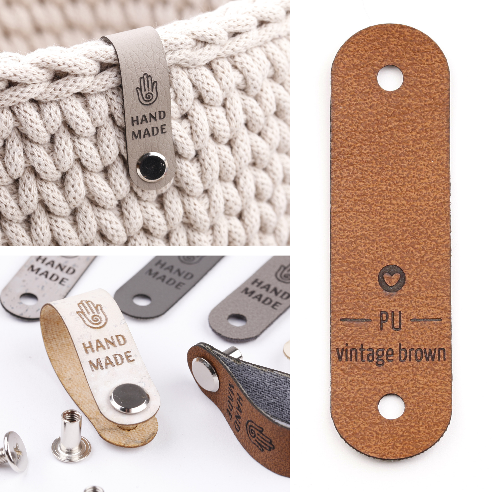 Schmales Knicklabel mit Schraube "handmade"