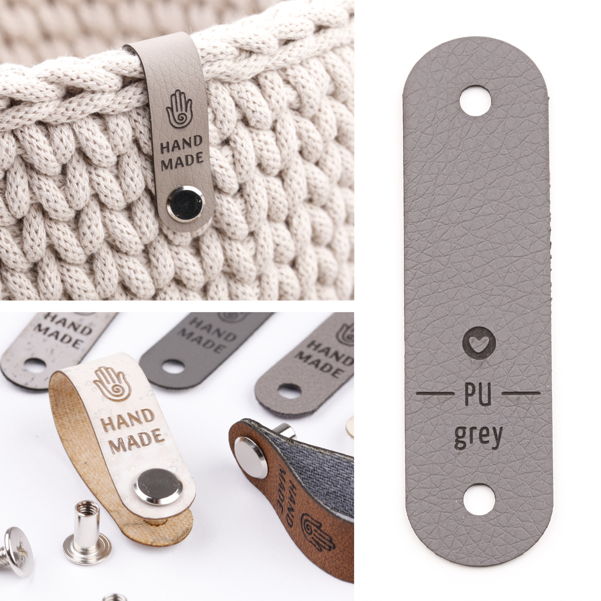 Schmales Knicklabel mit Schraube "handmade"