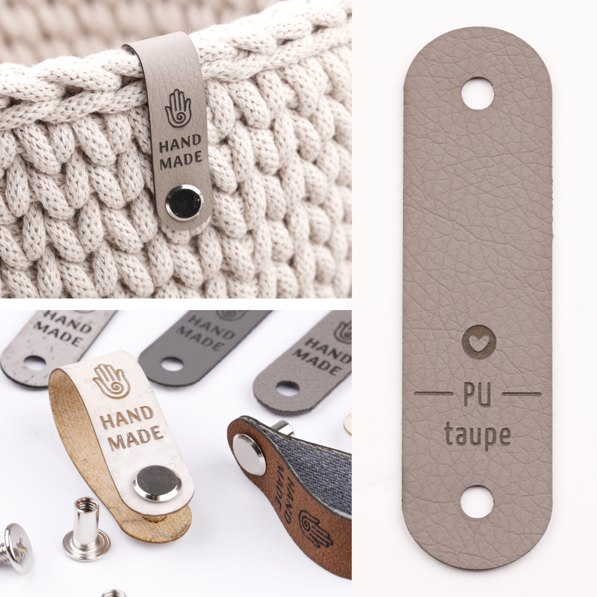 Schmales Knicklabel mit Schraube "handmade"