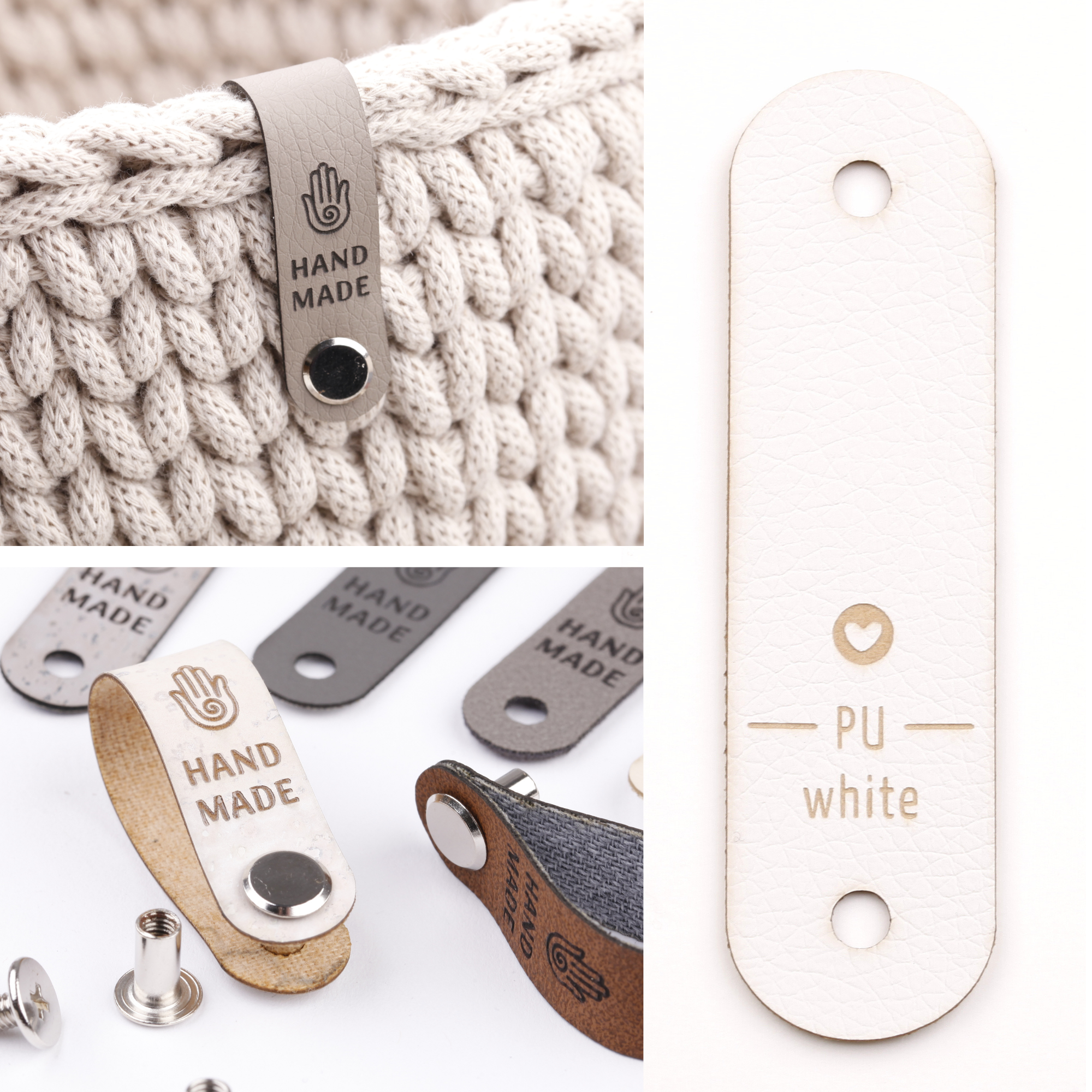 Schmales Knicklabel mit Schraube "handmade"