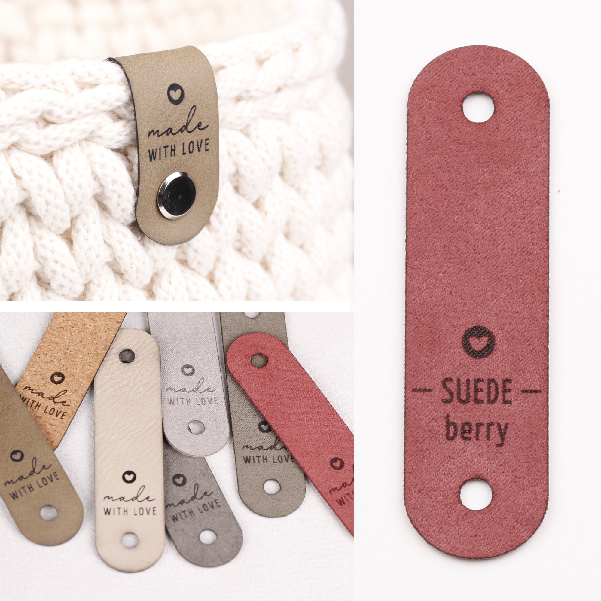 Handmade Label für Häkelkörbe "made with love"