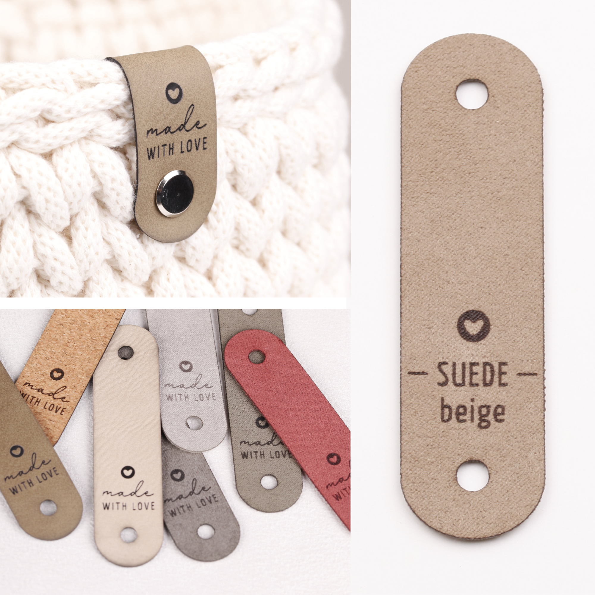 Handmade Label für Häkelkörbe "made with love"