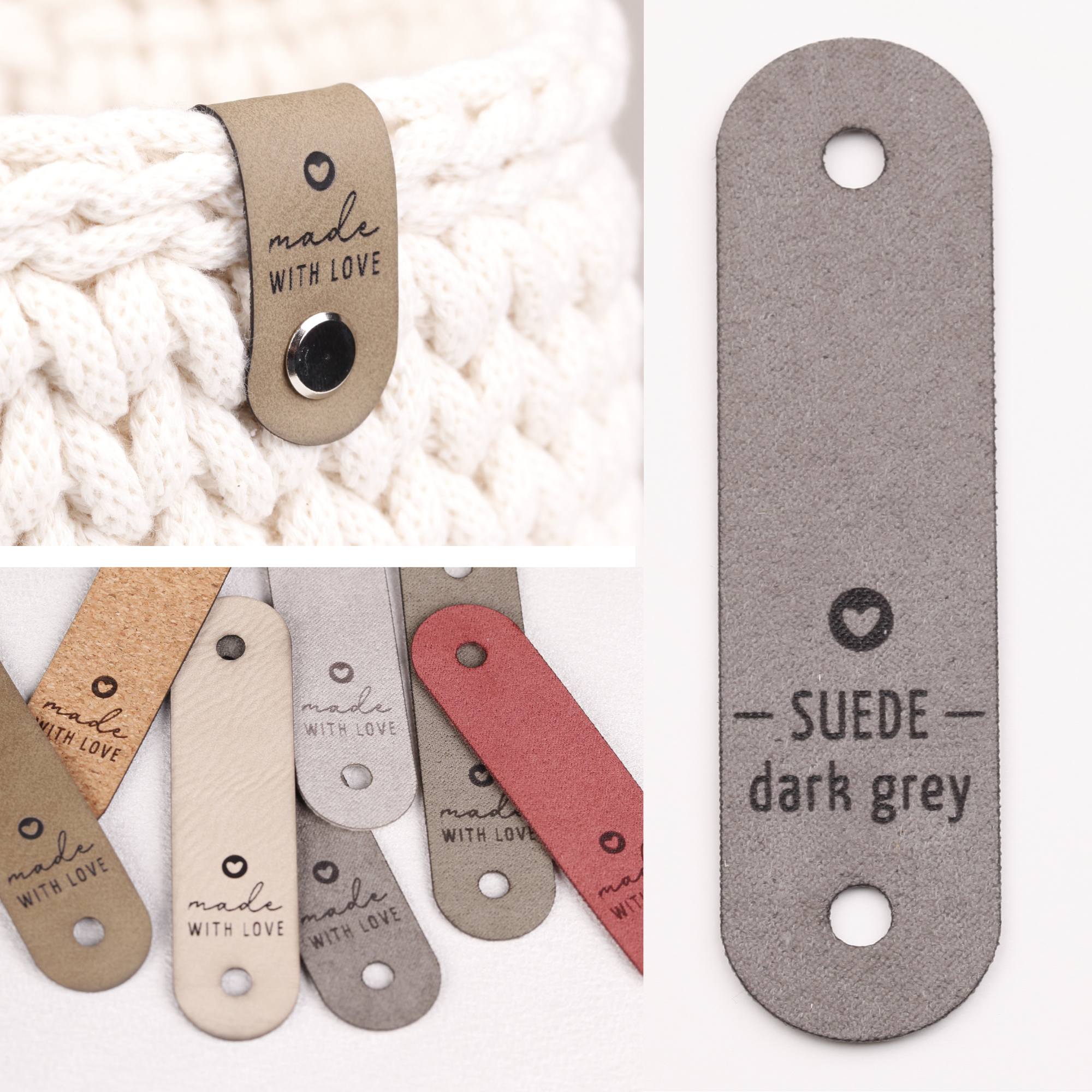 Handmade Label für Häkelkörbe "made with love"