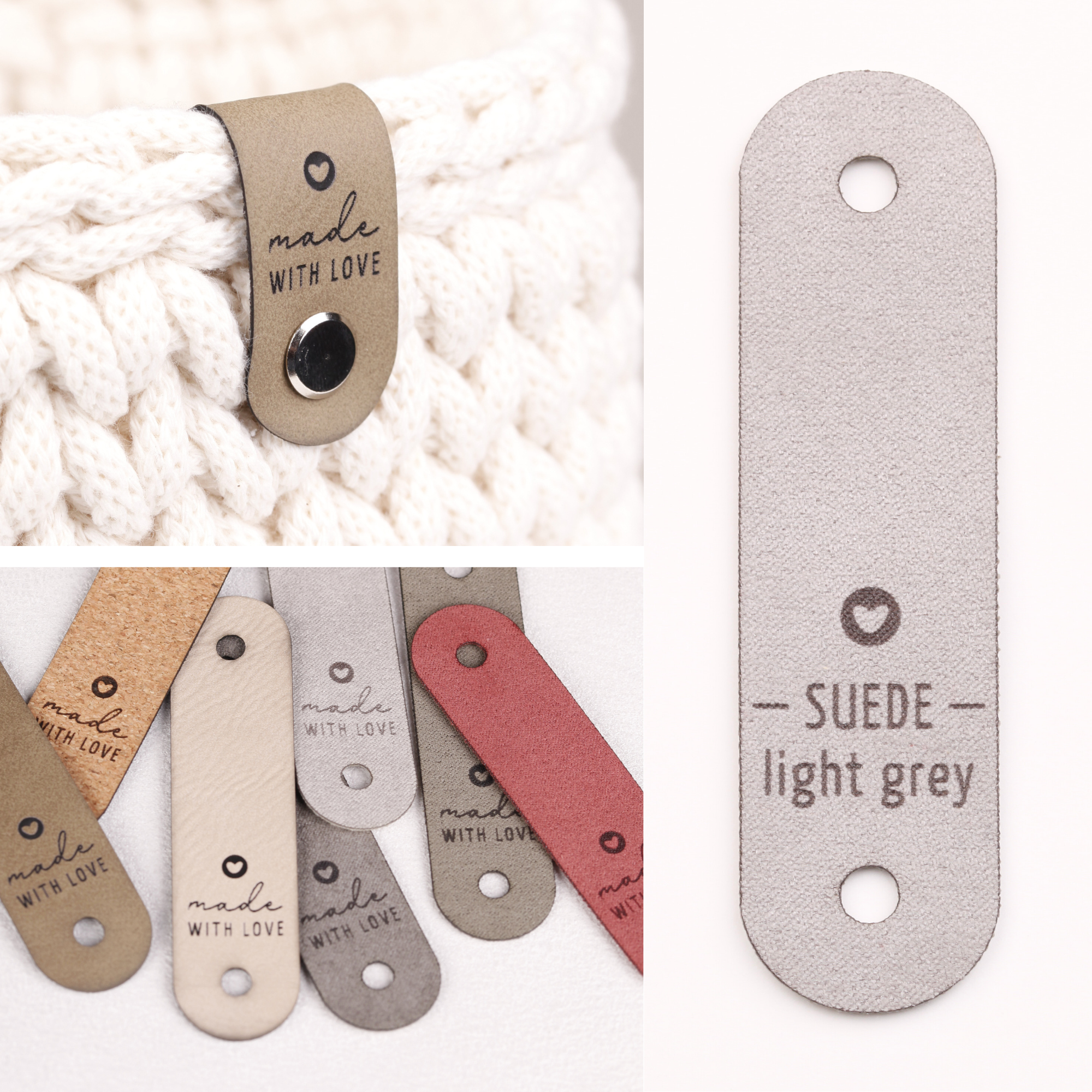 Handmade Label für Häkelkörbe "made with love"
