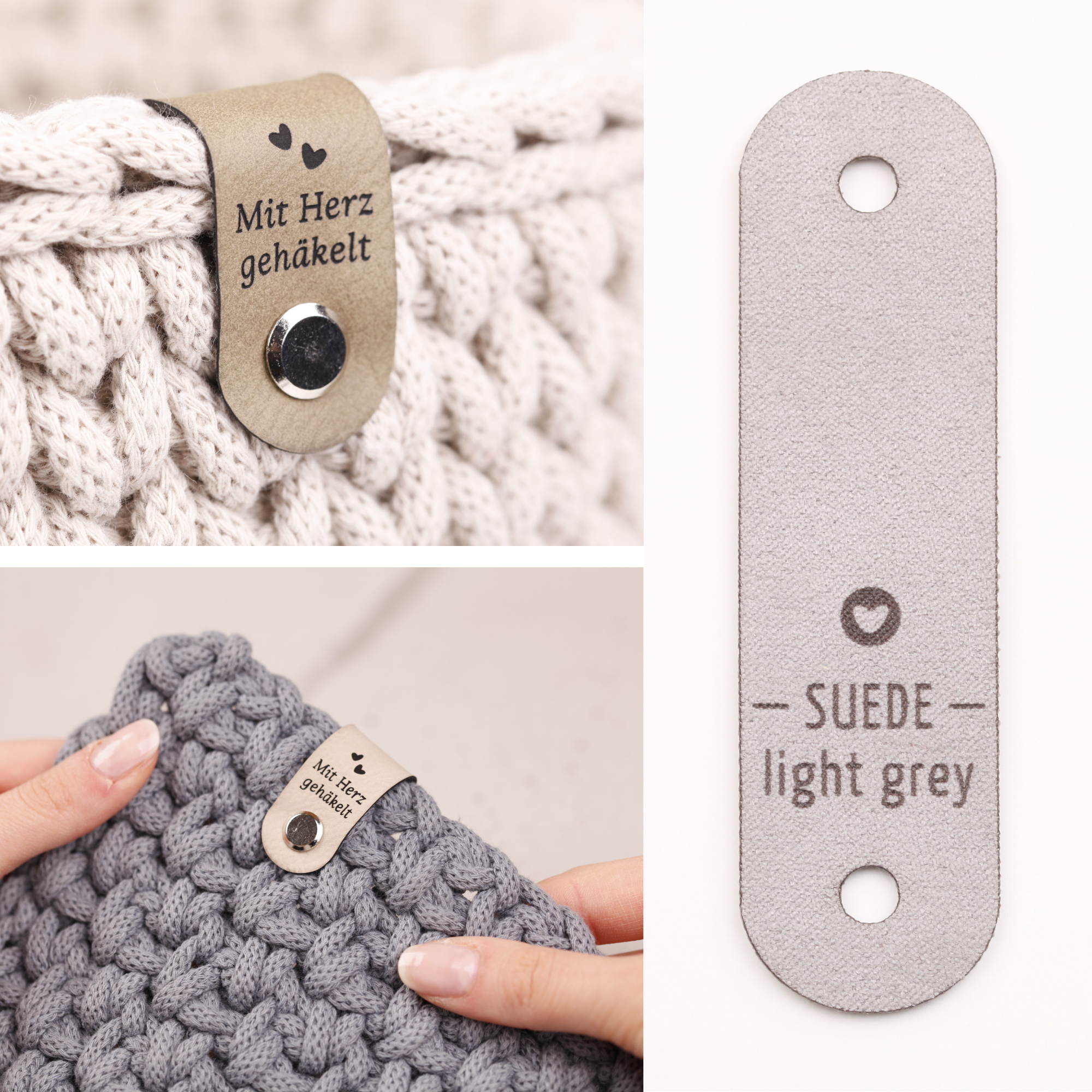 Lederlabel für Bobbiny Garn "mit Herz gehäkelt"