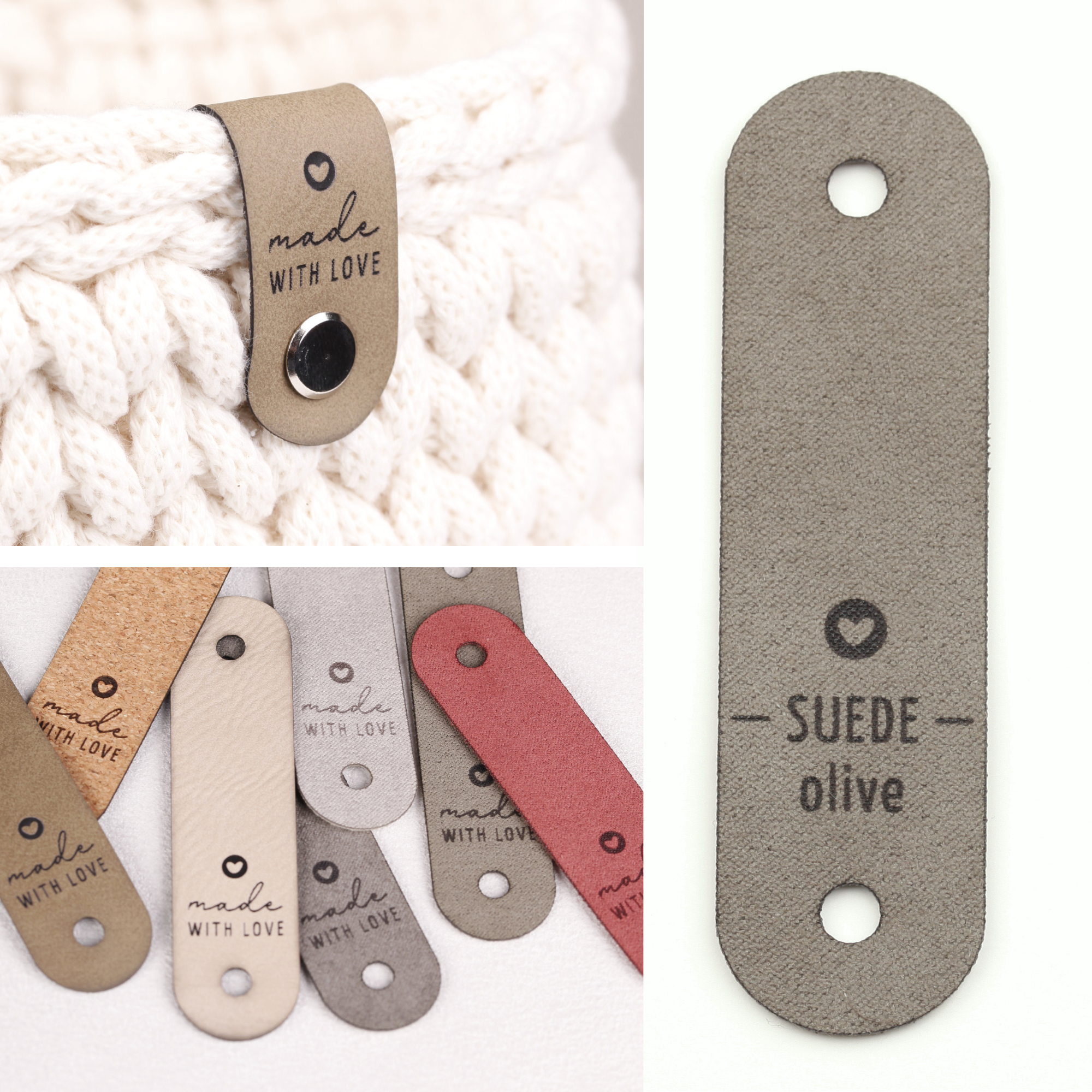 Handmade Label für Häkelkörbe "made with love"