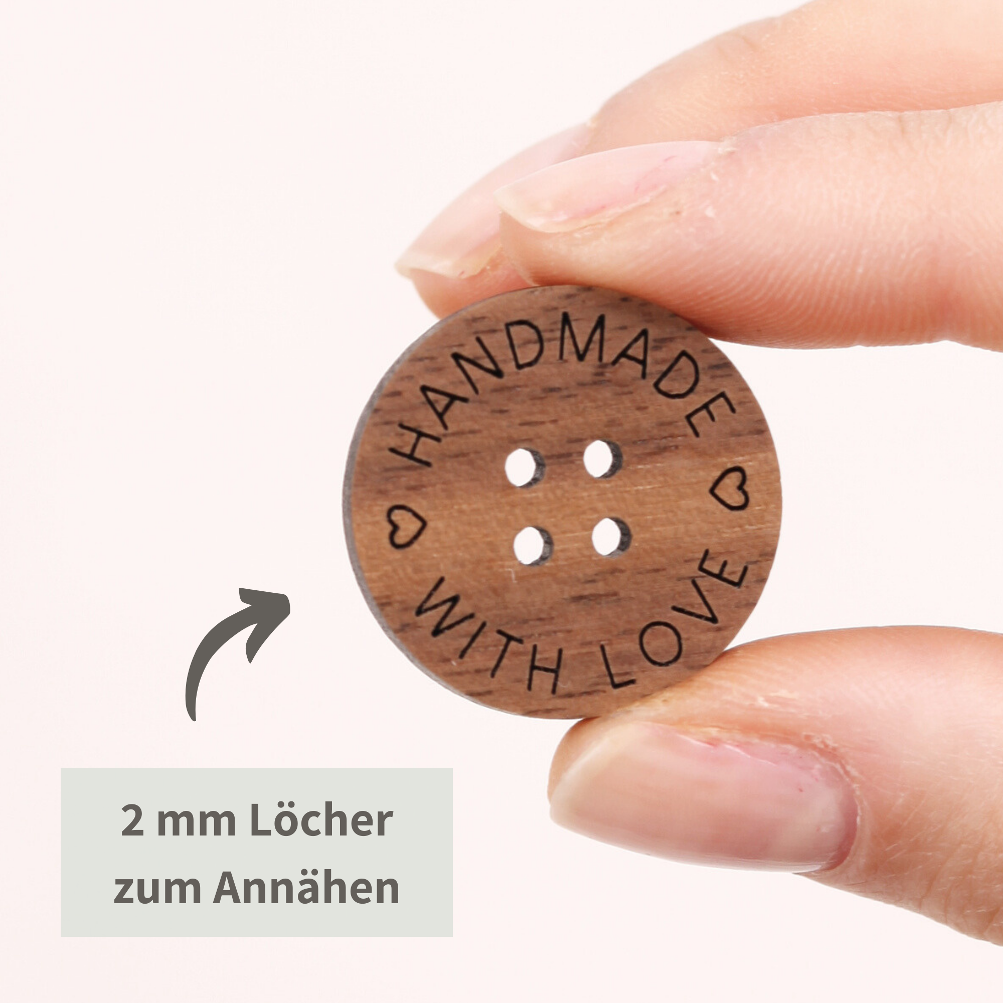 Holzanhänger rund - Holzknöpfe mit 4 Löchern