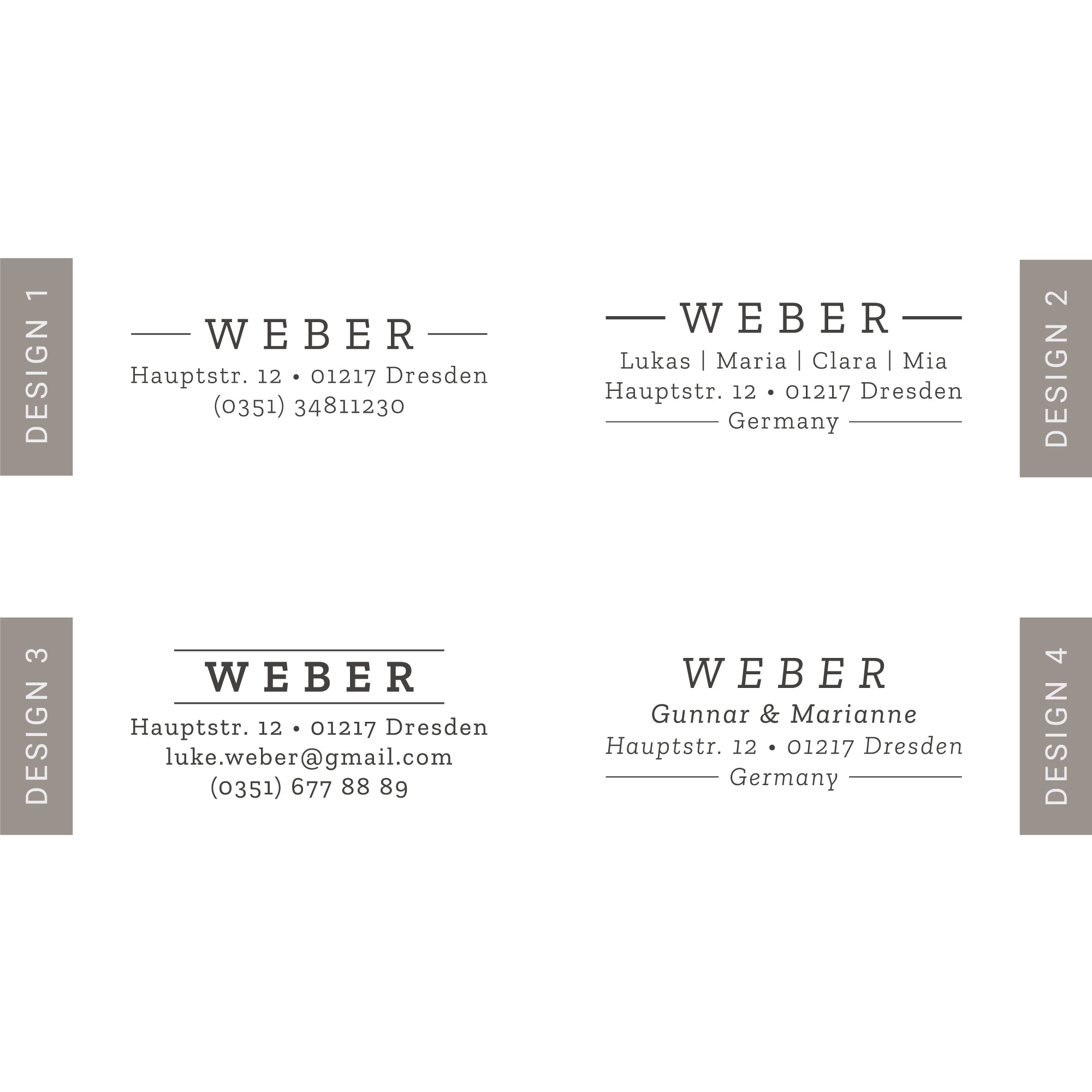 Kleiner Stempel mit Adresse Druckschrift
