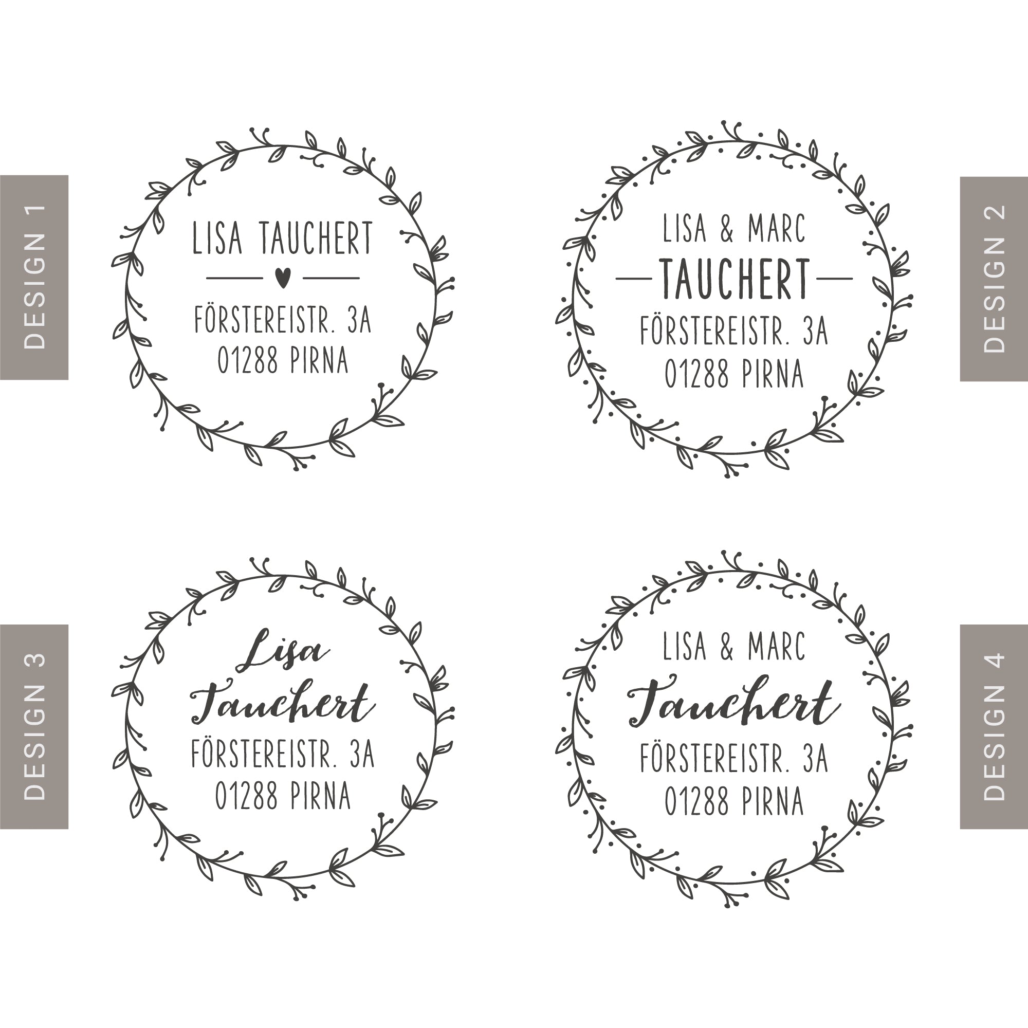 Personalisierter Stempel Blumenkranz