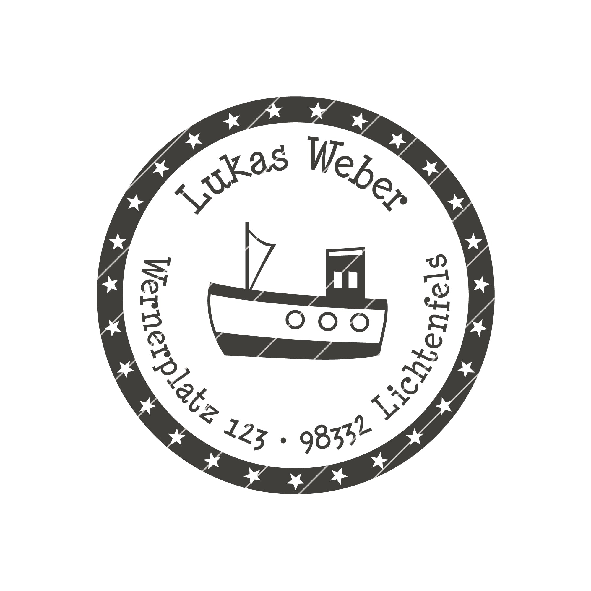 Kinderstempel personalisiert Boot