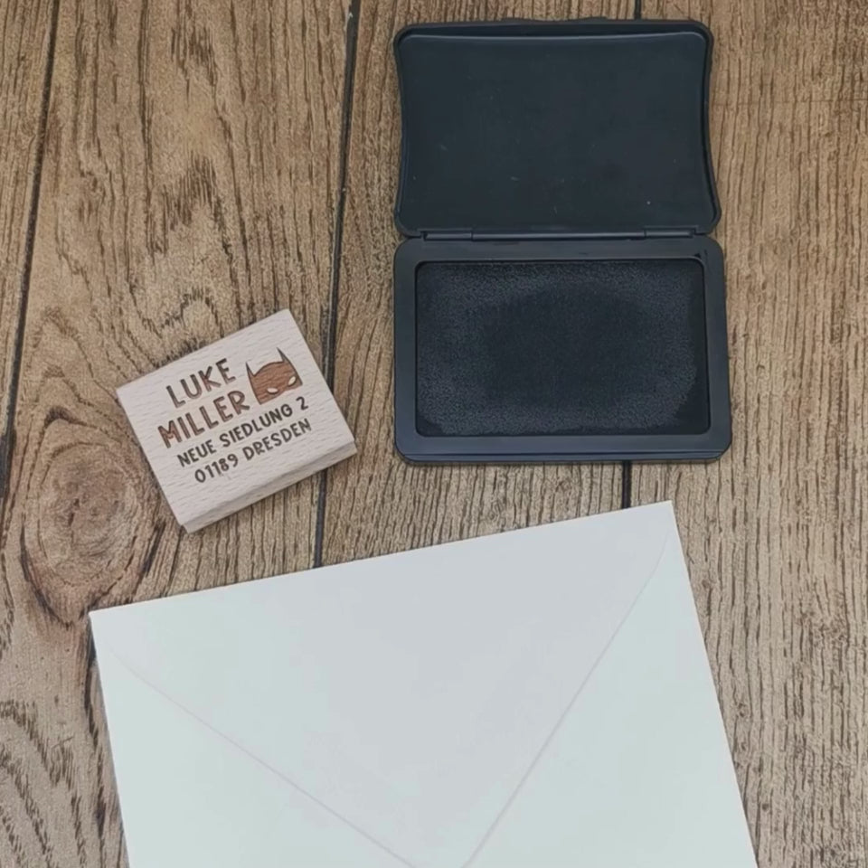 Stempel mit Adresse Superheld