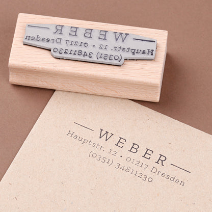 Kleiner Stempel mit Adresse Druckschrift