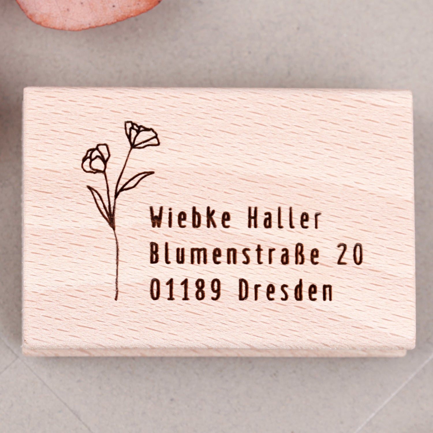 Adressenstempel mit Blumen