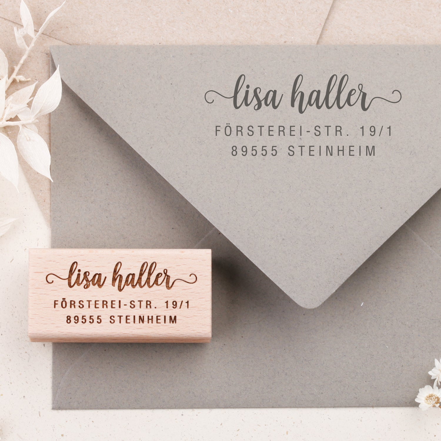 Personalisierter Adressstempel Kalligraphie