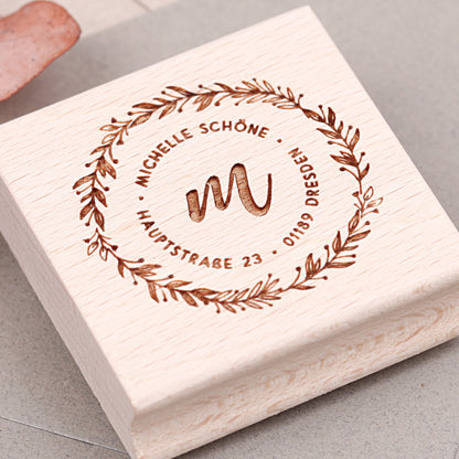 Adressstempel rund Monogramm