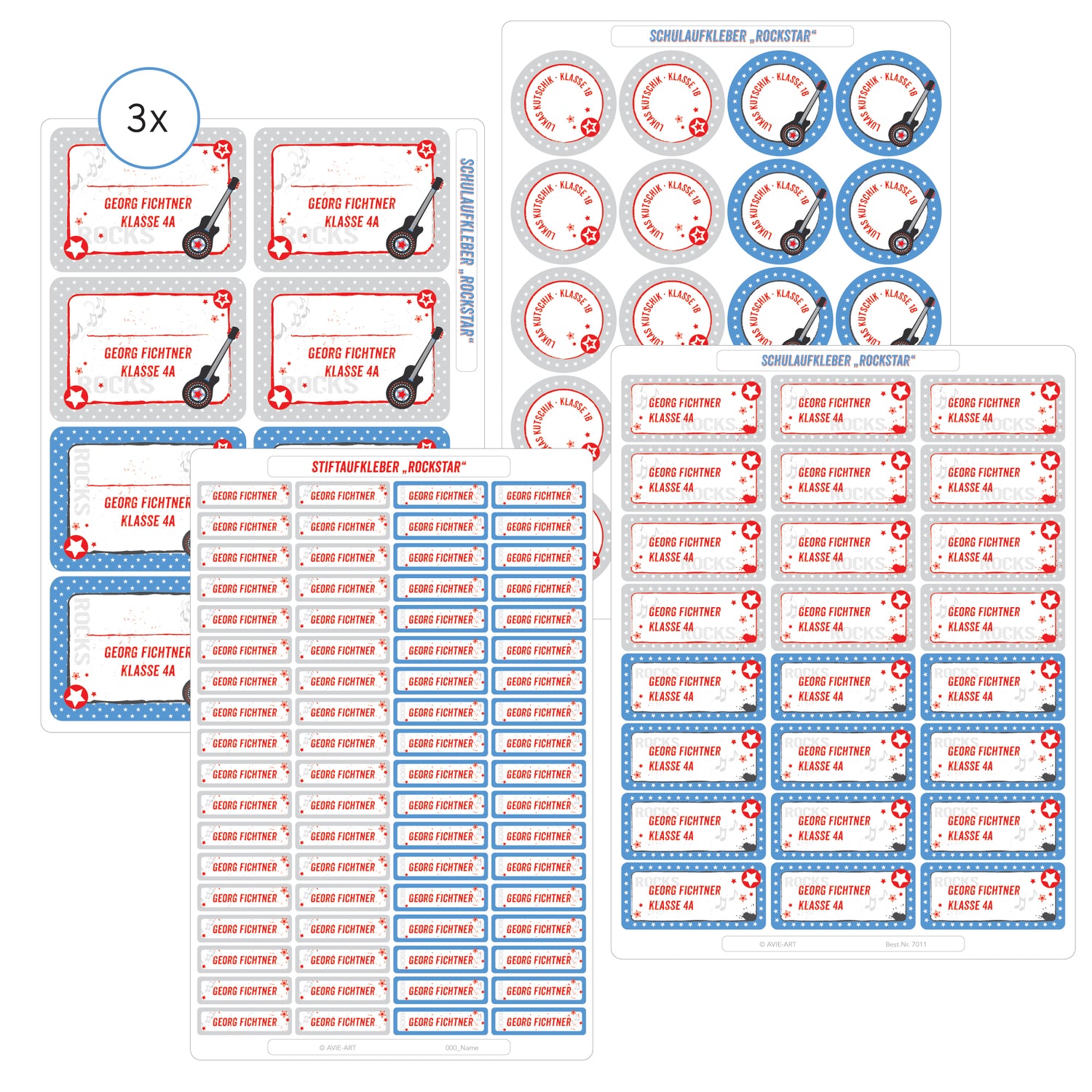 Namensetiketten für Kinder Rockstar