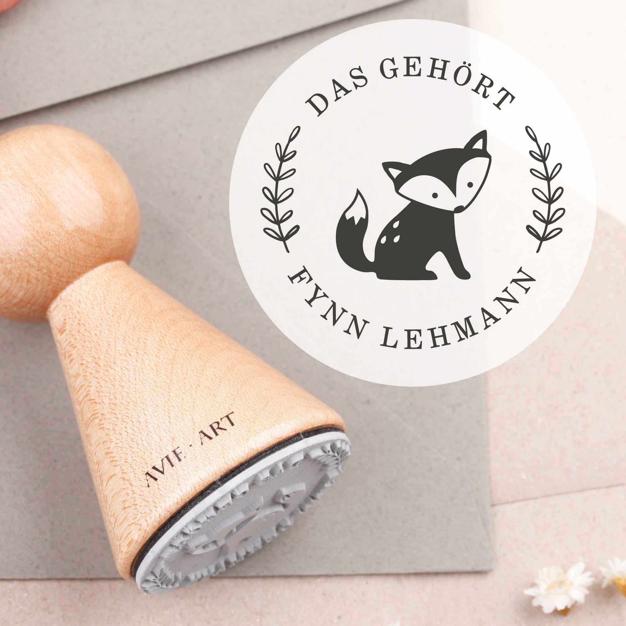 Namensstempel mit Fuchs