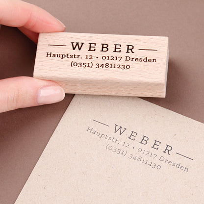 Kleiner Stempel mit Adresse Druckschrift