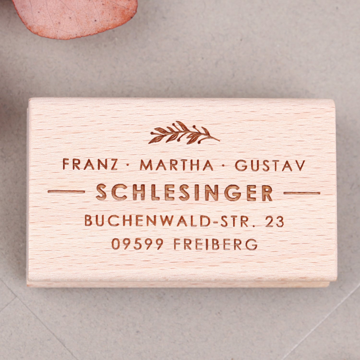 Adressenstempel mit Vornamen und Zweig