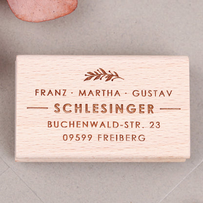 Adressenstempel mit Vornamen und Zweig