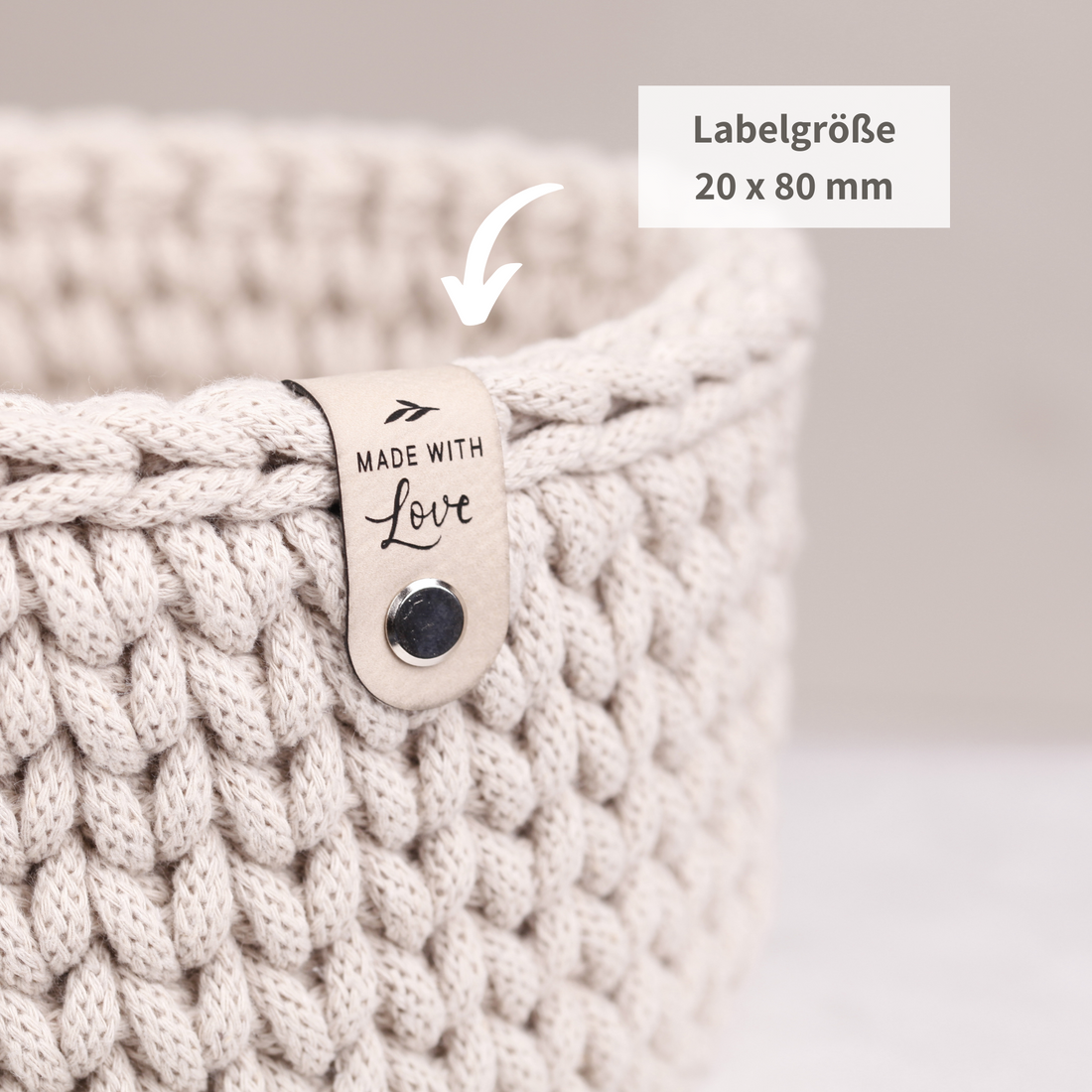 Handmade Labels mit Schraubniete &quot;made with Love&quot;