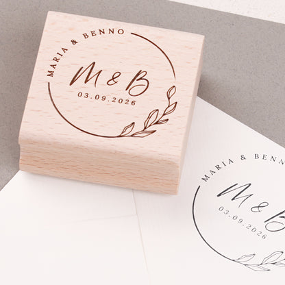 runder Stempel Hochzeit Zweig