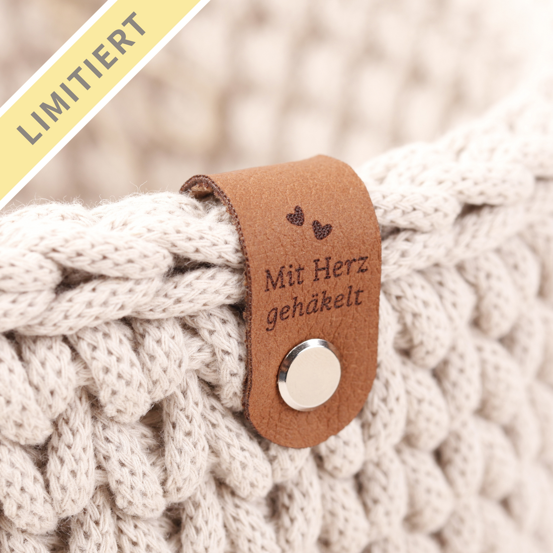 XXL-SET Handmade Label mit Schraube für Bobbiny Garn - braun (limitiert)