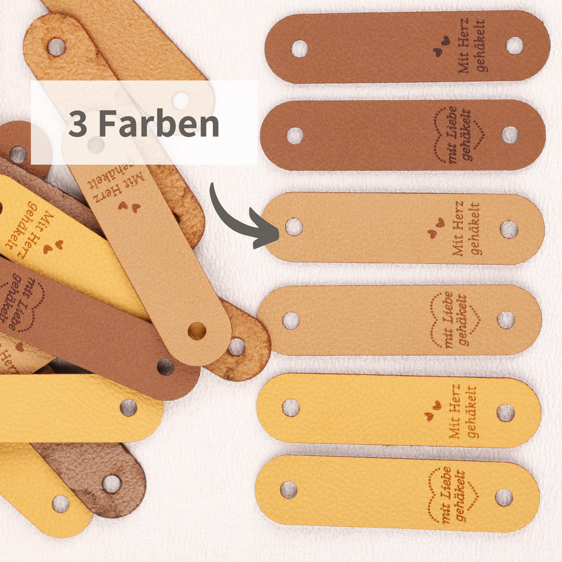 XXL-SET Handmade Label mit Schraube für Bobbiny Garn - braun (limitiert)